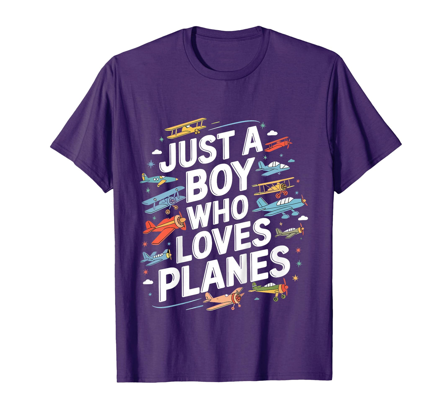 Kids Just A Boy Who Loves Planes Funny Pilot Airplane Lovers T-Shirt