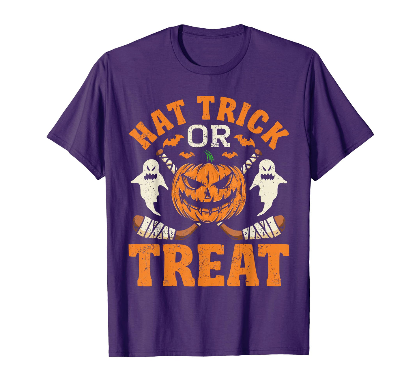 Hat Trick or Treat Ice Hockey Player Halloween Costume Gift T-Shirt