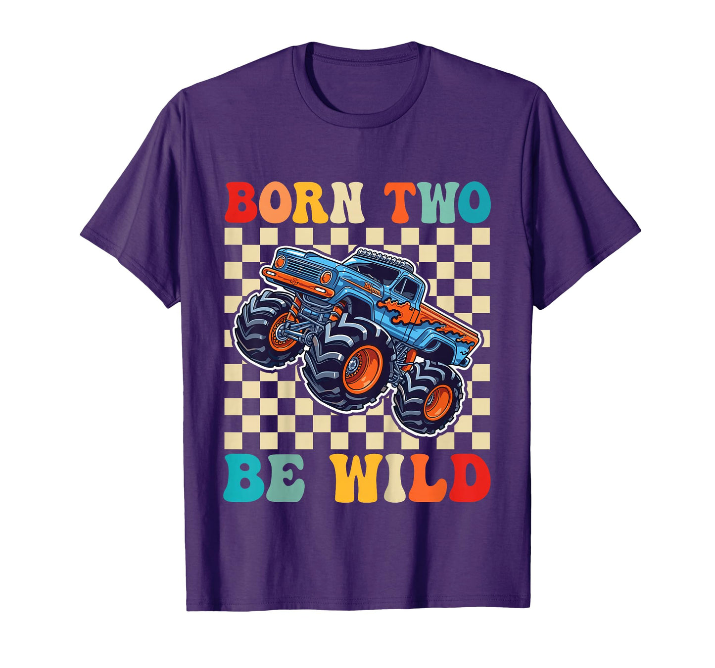 2nd Birthday Monster Truck Born Two Be Wild 2 Year Old Boys T-Shirt