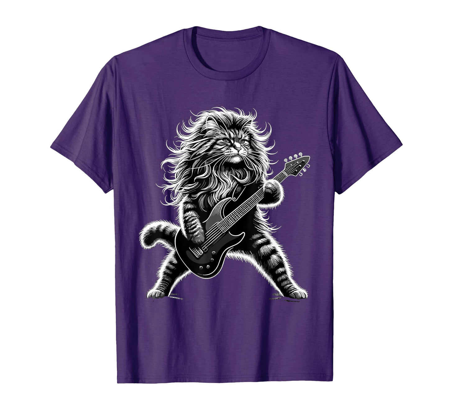 Rock and Roll Cat playing Guitar T-Shirt for Men Women Girls Kids