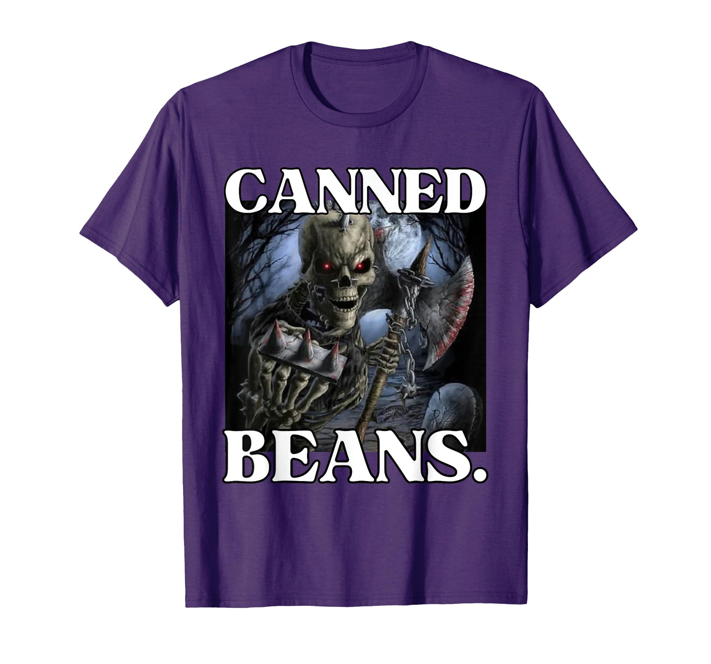 Canned Beans Enjoyer Funny Cringe Hard Skeleton Meme T-Shirt