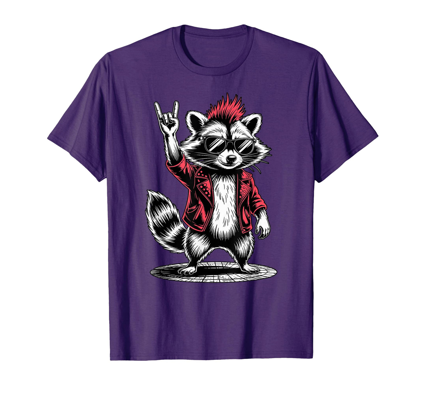 Retro Raccoon Rock Music Men Kids Women Funny Raccoon Punk T-Shirt