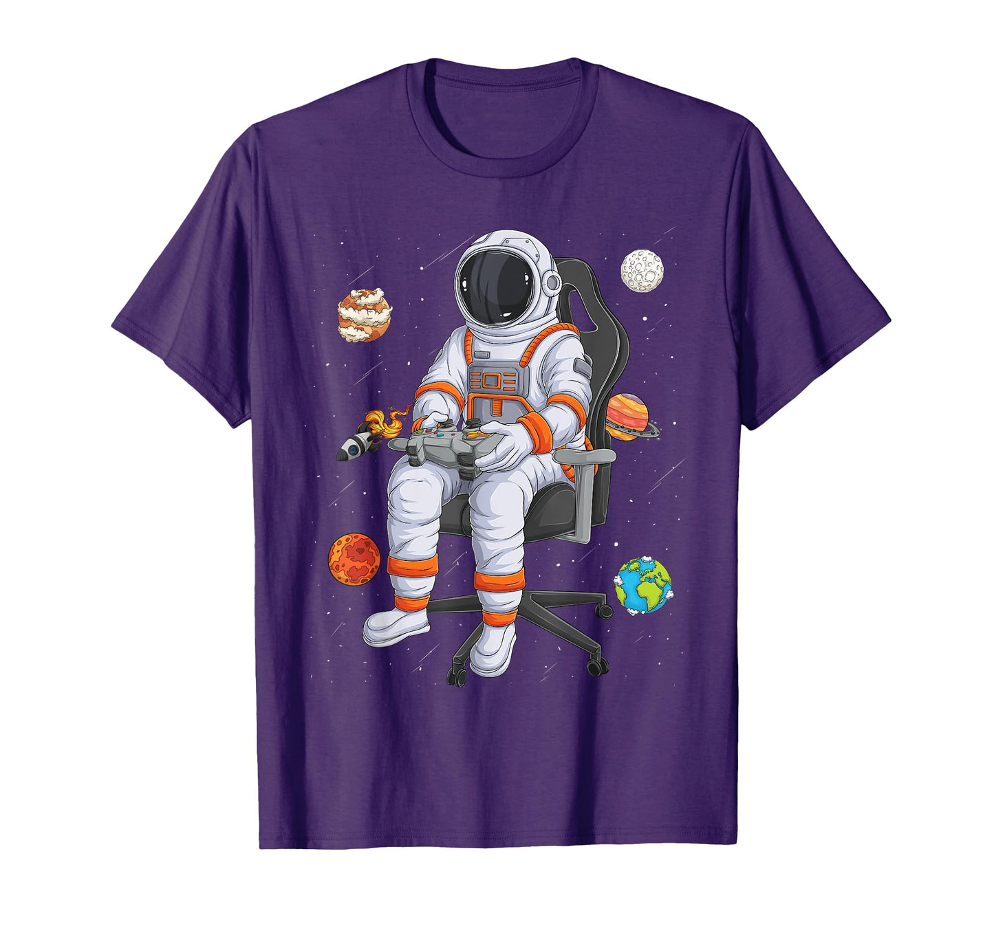 Astronaut Gamer Outer Space Men kids Gaming System Planets T-Shirt