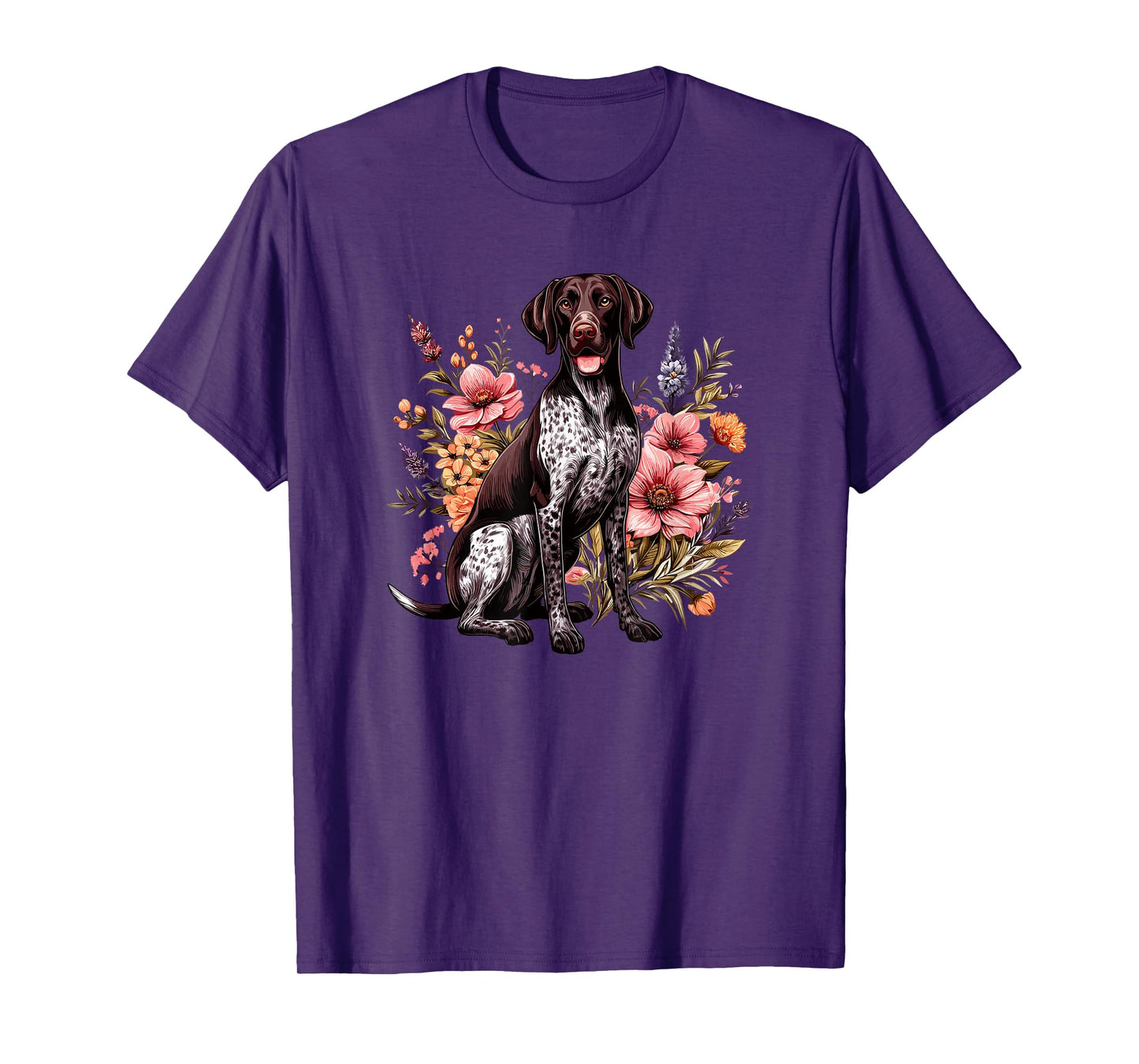 GSP Hunting Dog Vintage Flowers German Shorthaired Pointer T-Shirt