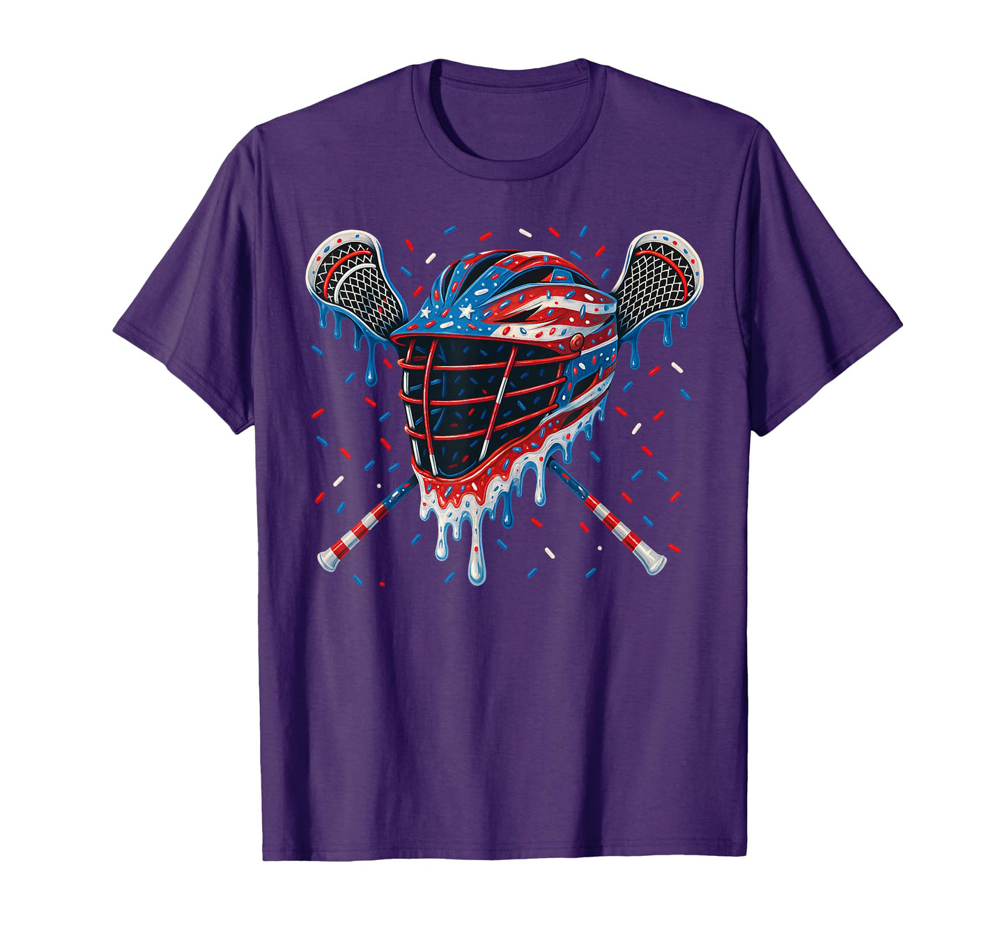 Patriotic American Flag Lacrosse Ice Cream Drip Lax Boys T-Shirt