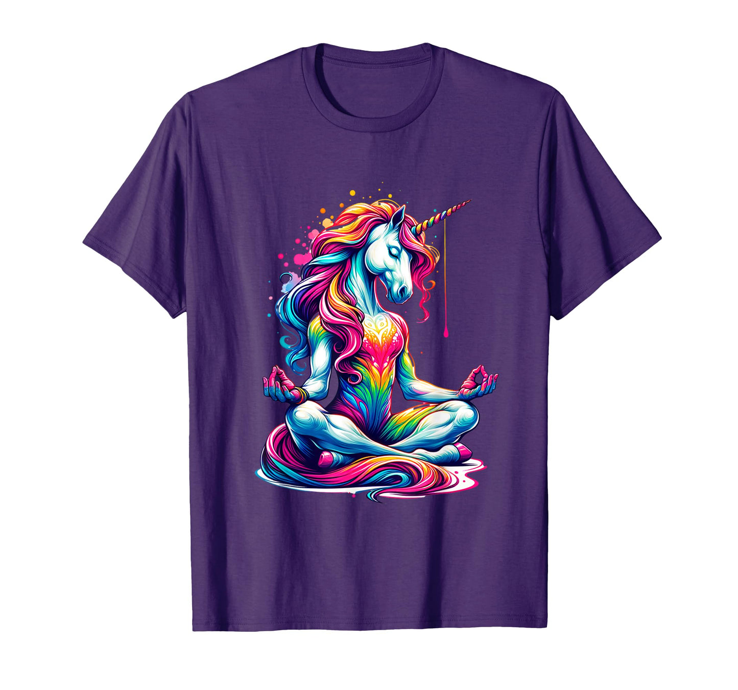 Meditating Yoga Unicorn: Colorful Balance and Relaxation T-Shirt