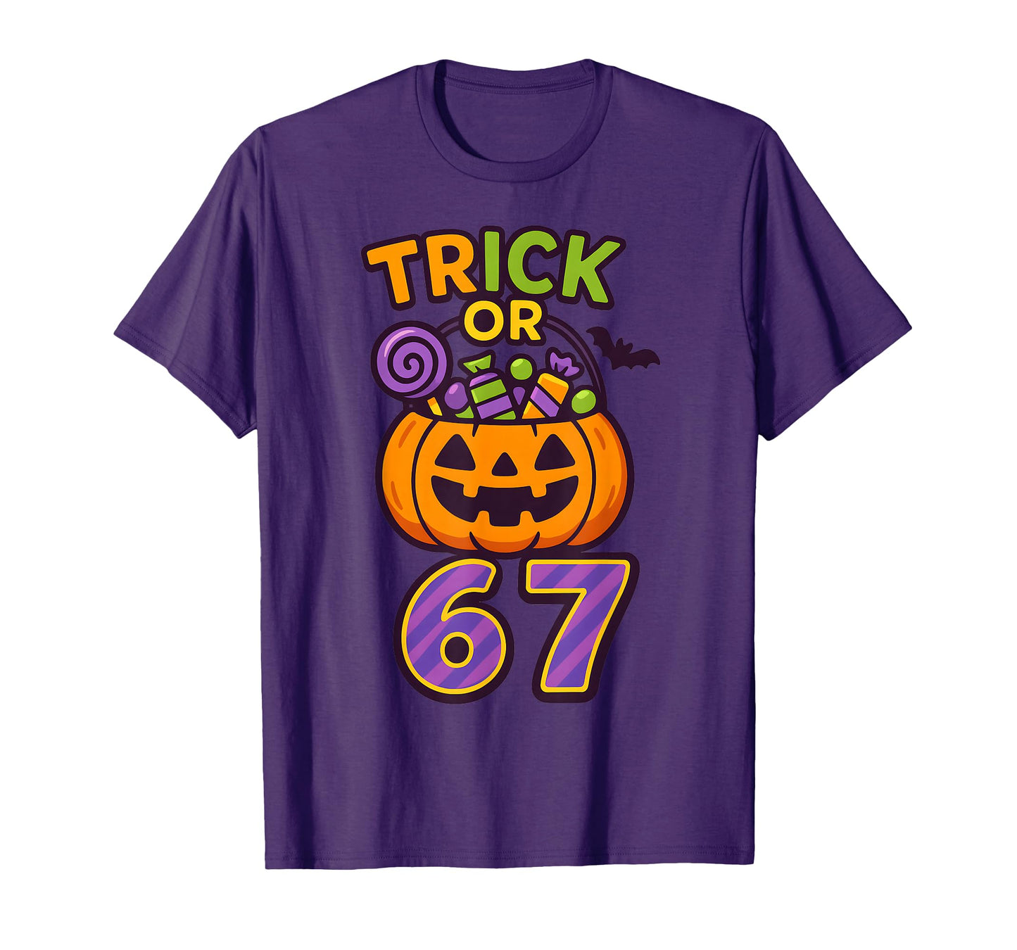 Funny 67 Halloween Trick Or Treat Pumpkin Boys Six Seven T-Shirt