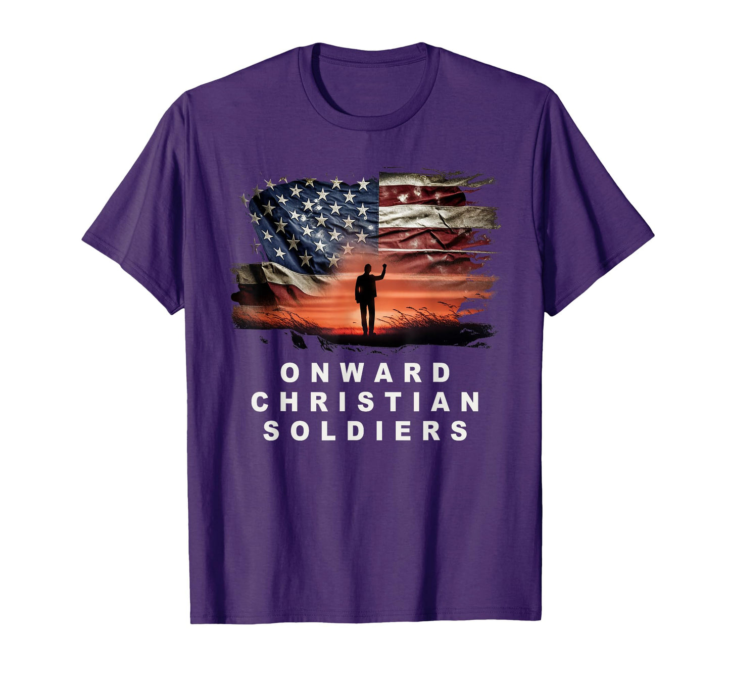 Onward Christian Soldiers – Faith Vintage Flag USA Graphic T-Shirt