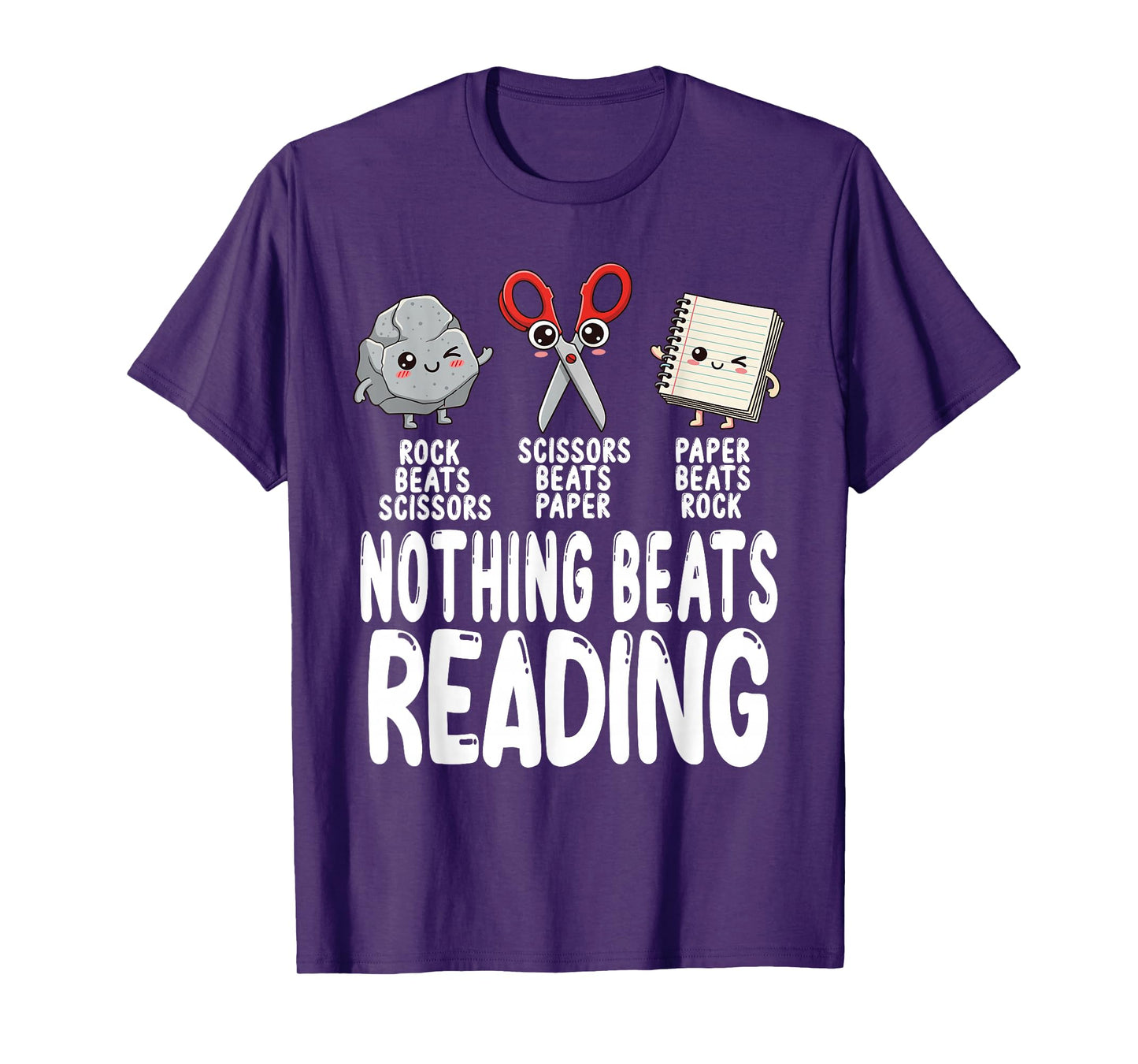 Nothing Beats Reading Rock Paper Scissors Funny Book Lover T-Shirt
