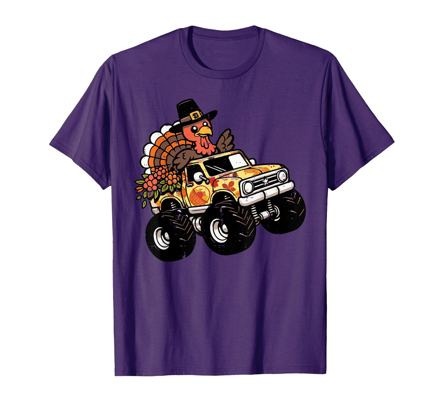 Thanksgiving Turkey Monster Truck Fall Toddler Boys Kids T-Shirt