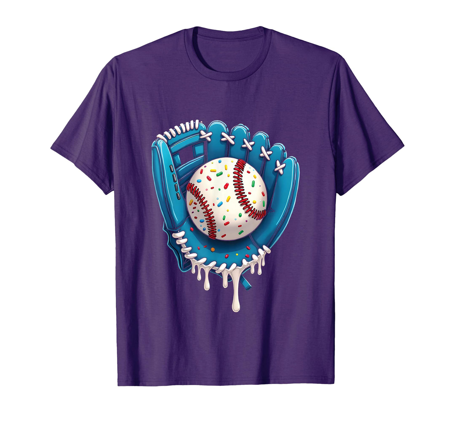 Baseball Drip Ice Cream Sprinkles Baseball Glove T-Shirt