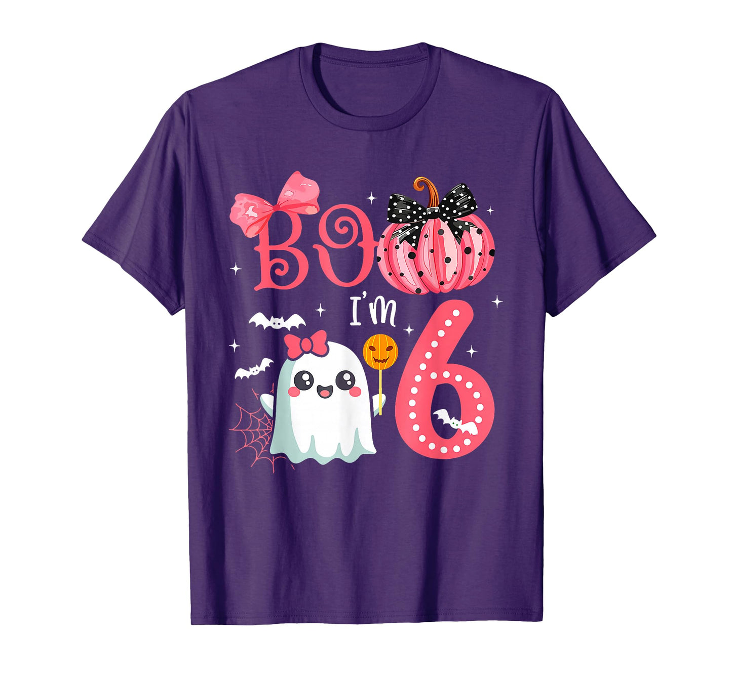 Boo I'M 6 Years Old Ghost 6Th Birthday Halloween Ghost Girls T-Shirt