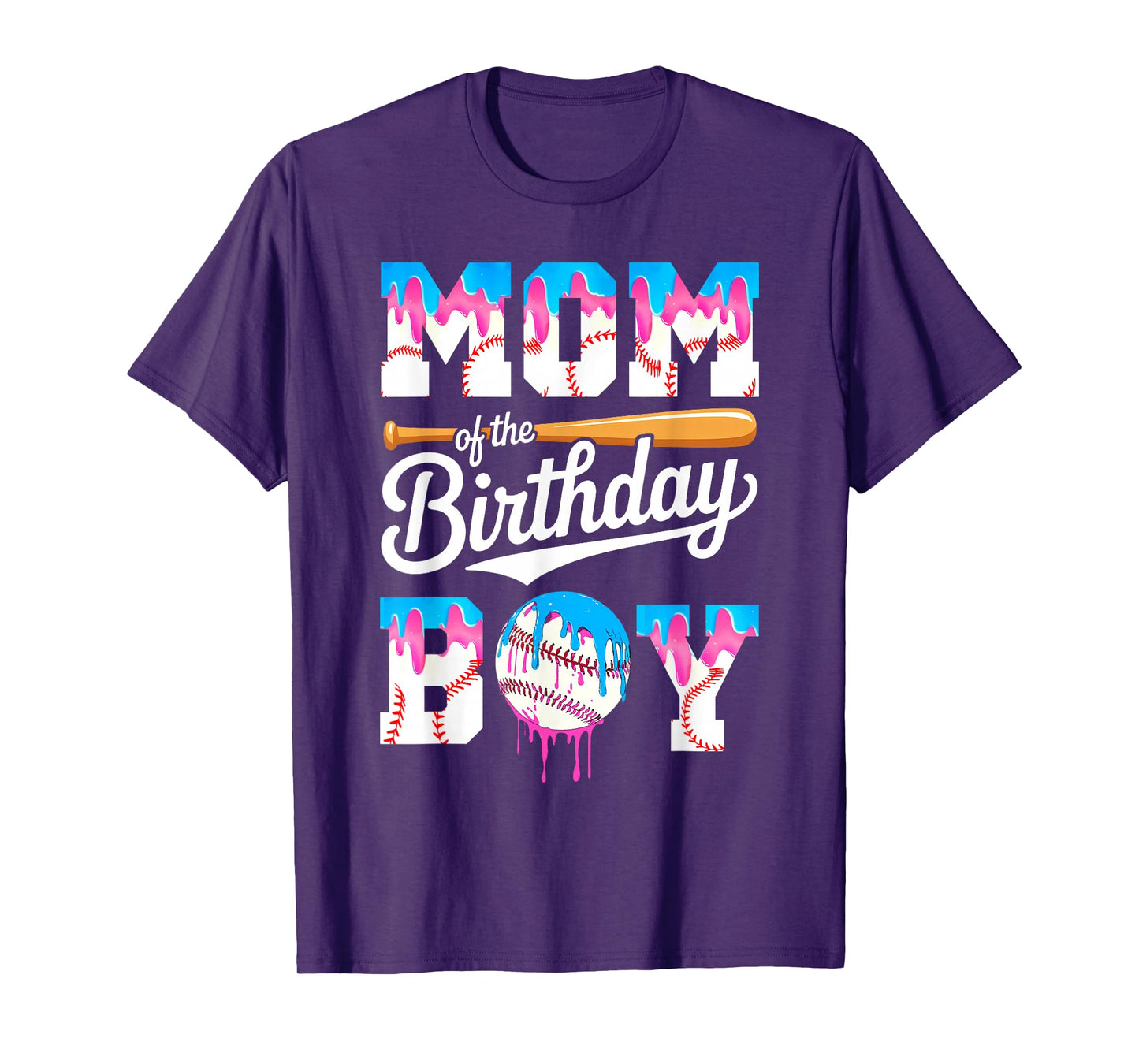 Mom Of The Birthday Boy Baseball Drip Family Matching T-Shirt