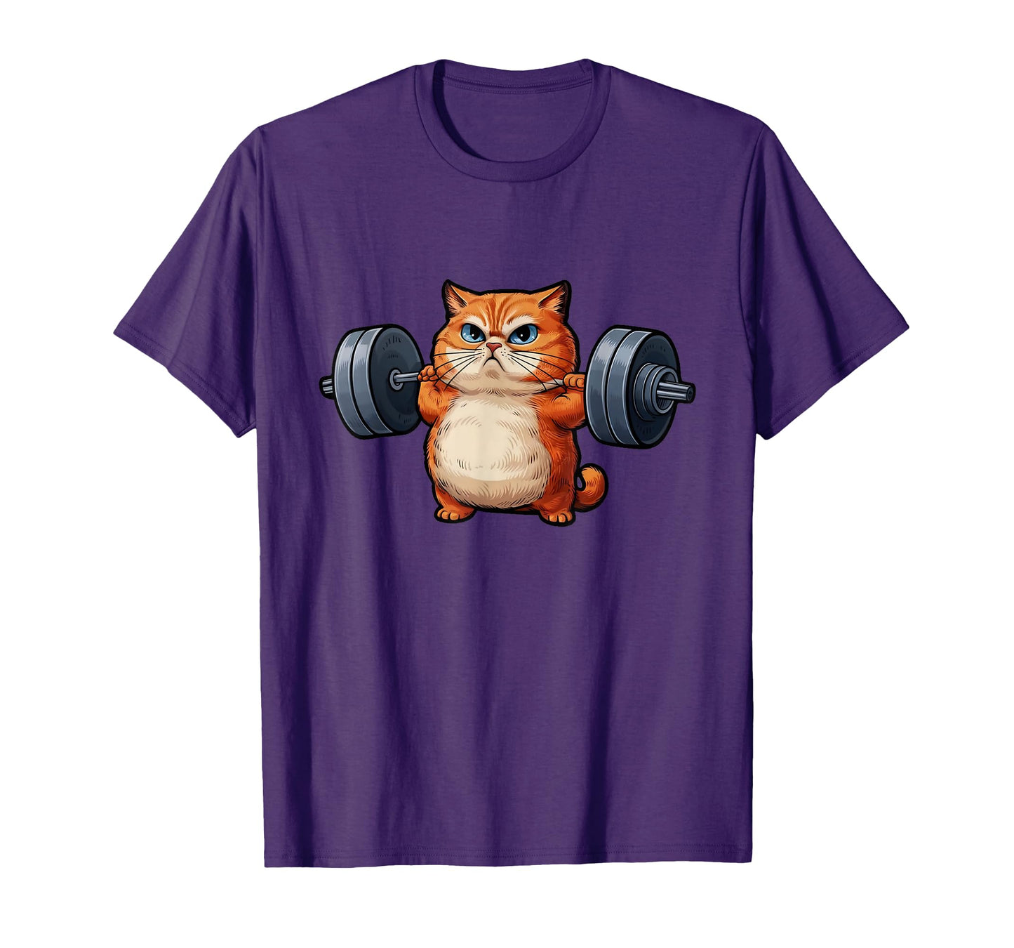 Cat Weightlifting T-Shirt- Funny Cat Workout and Fitness Tee T-Shirt for Men Women Kids