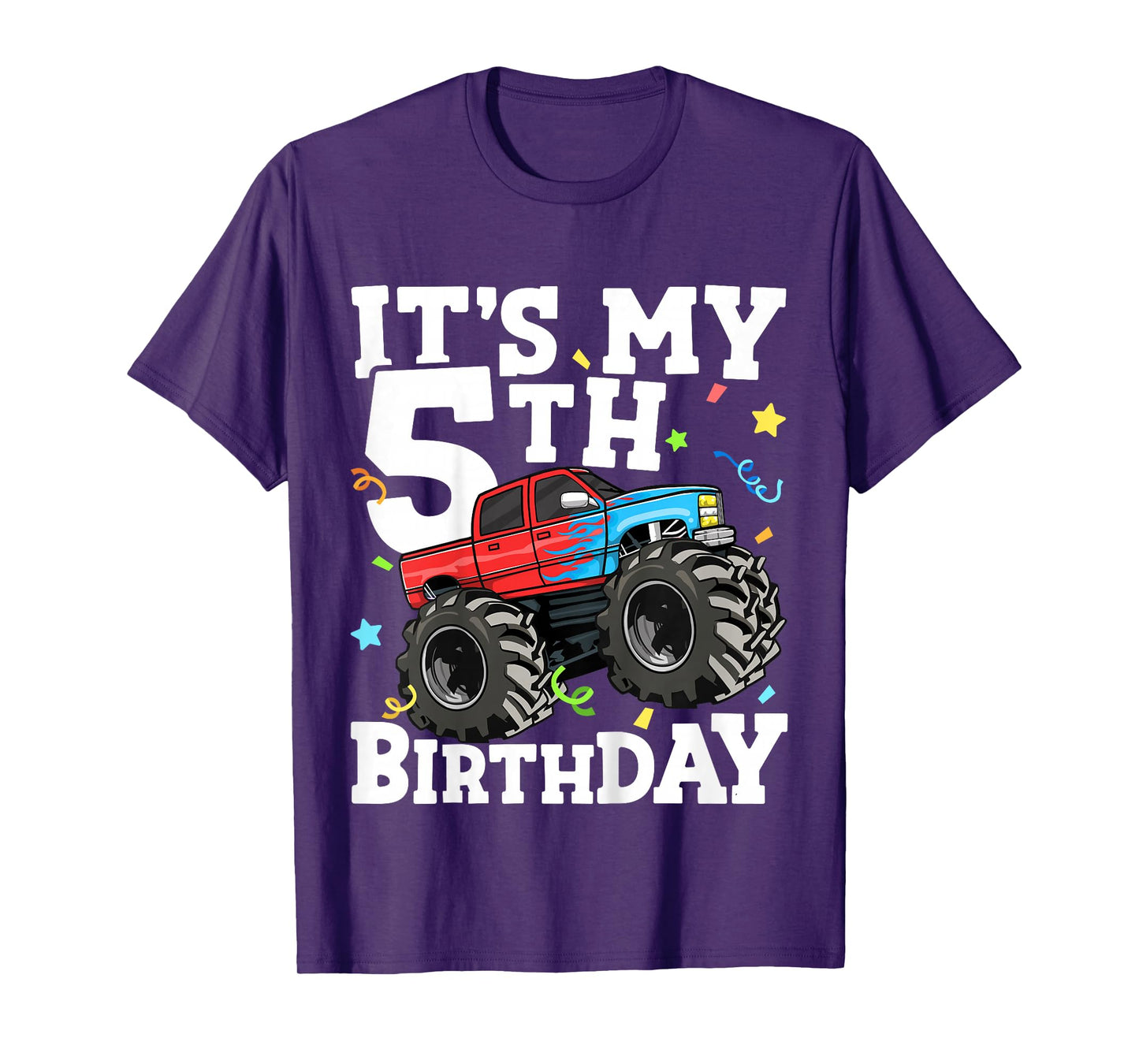Kids Monster Truck It's My 5th Birthday Boy 5 Five Toddler T-Shirt