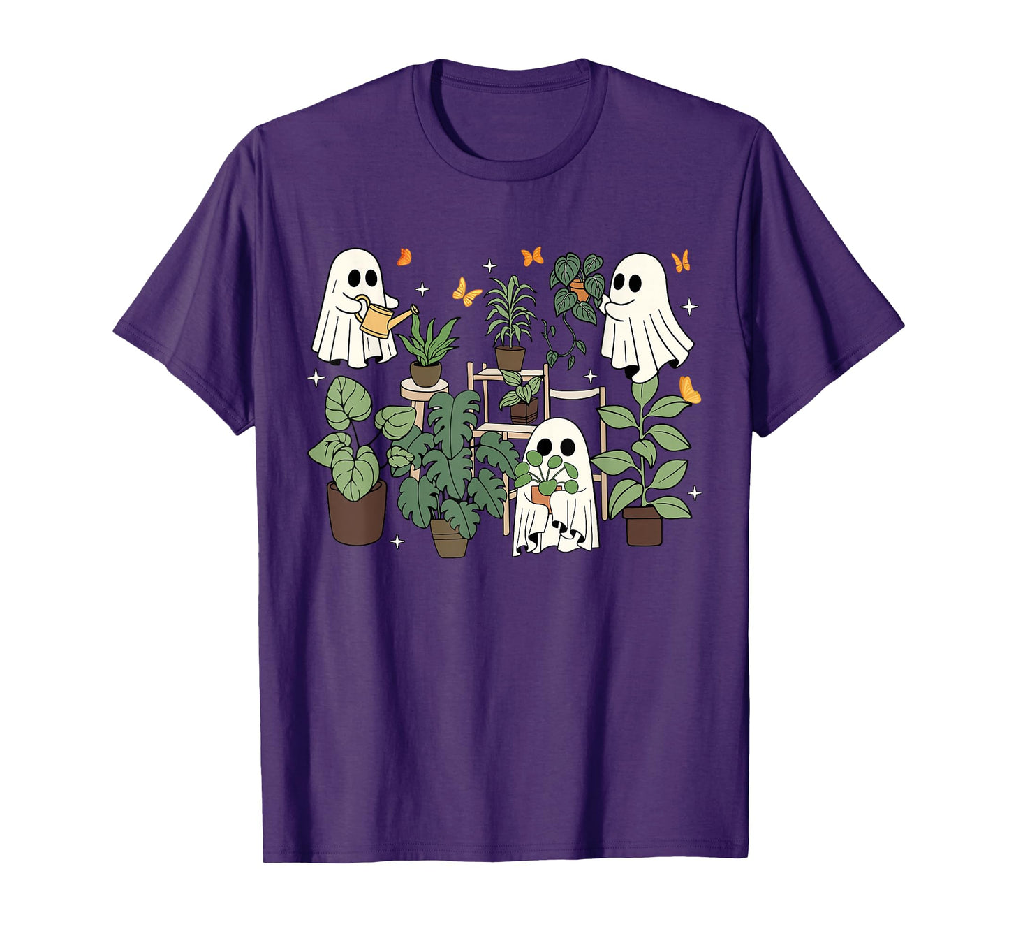 Ghost Plant Lady Retro Halloween Plants Spooky Mom Women T-Shirt
