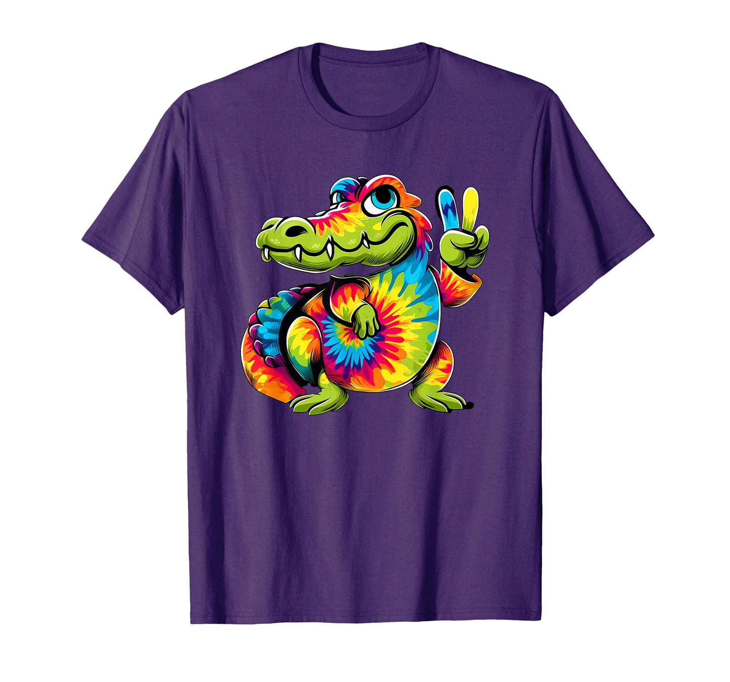 Peace Sign Tie Dye Crocodile T-Shirt