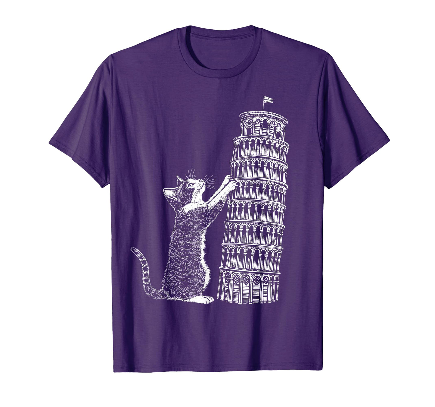 Cat Scratching the Leaning Tower of Pisa – Italy Funny Cat T-Shirt