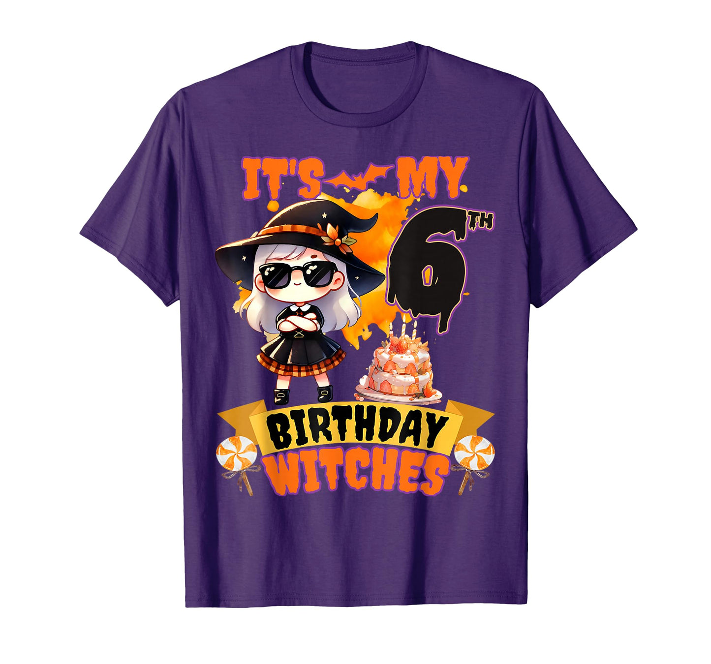 Kids 6th Birthday Cute Witch 6 Years Old Bday Party Girls T-Shirt