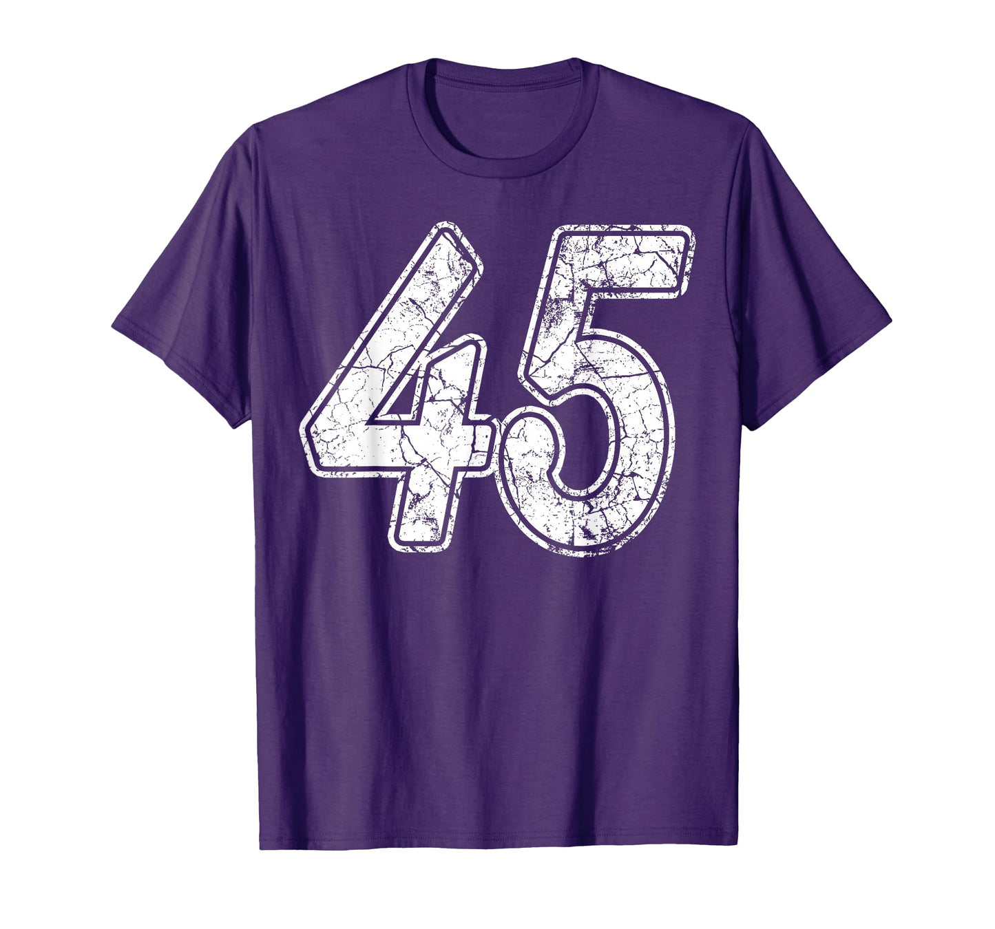 Distressed White Script Number 45 Jersey Player Uniform #45 T-Shirt
