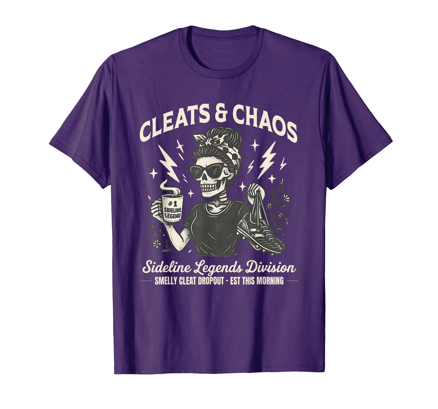 Cleats & Chaos Skeleton Soccer Mom, Funny Sideline Legends T-Shirt