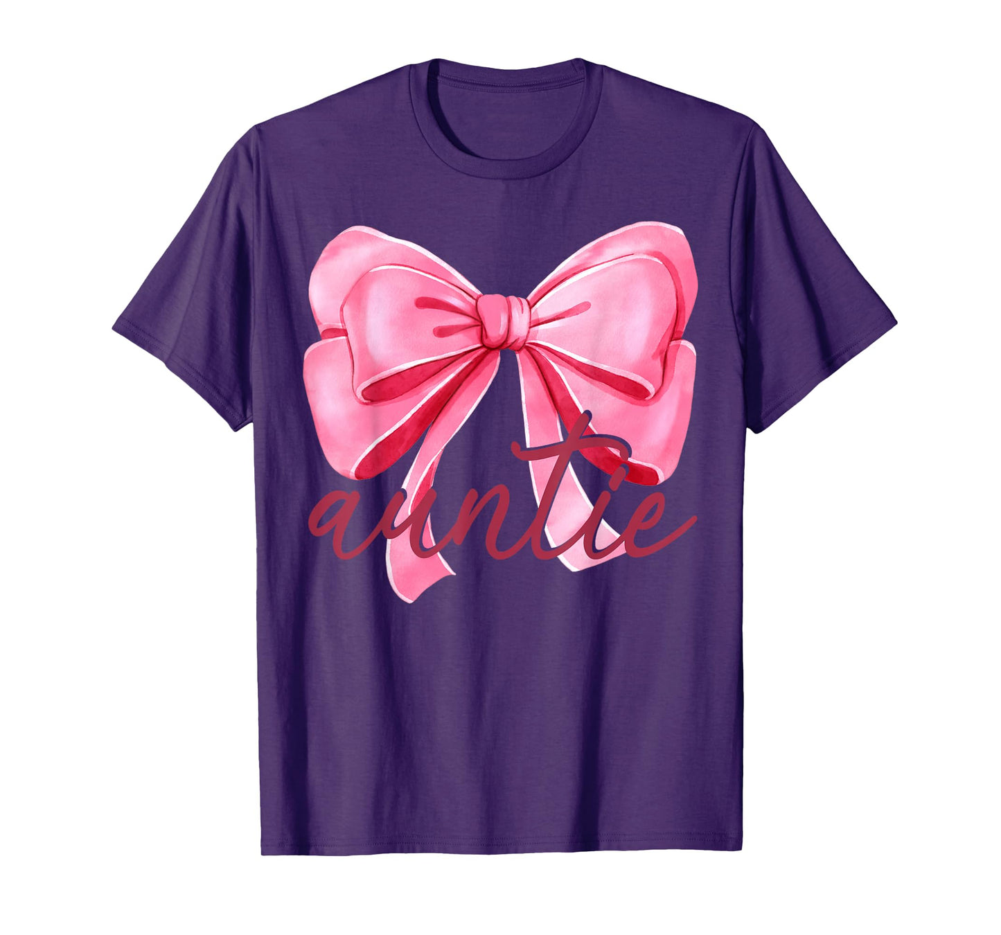 Auntie Pink Bow Birthday Baby Shower Family Pink Ribbon T-Shirt