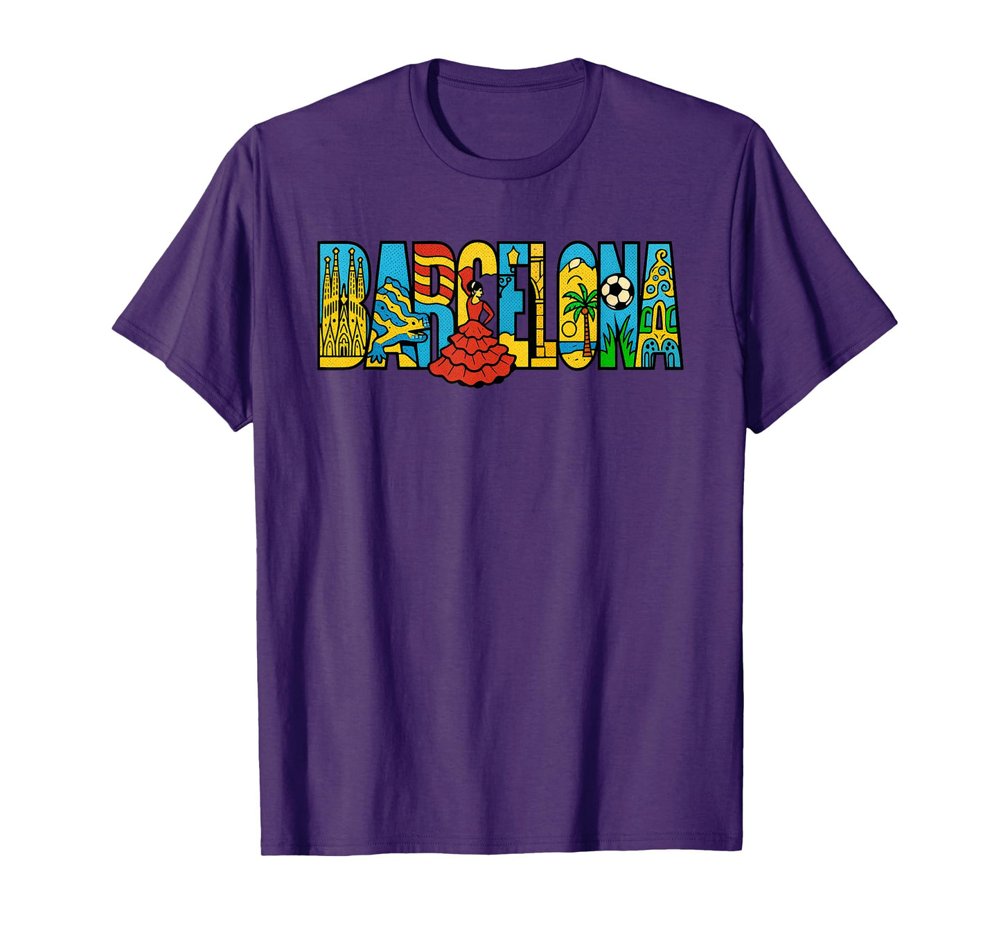 Barcelona Spain Souvenir City Icons Graphic T-Shirt