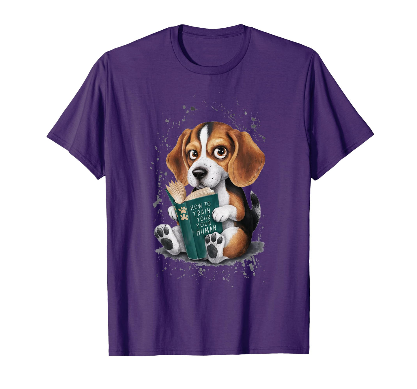 Funny Beagle Puppy Reading "How to Train Your Human" Design T-Shirt