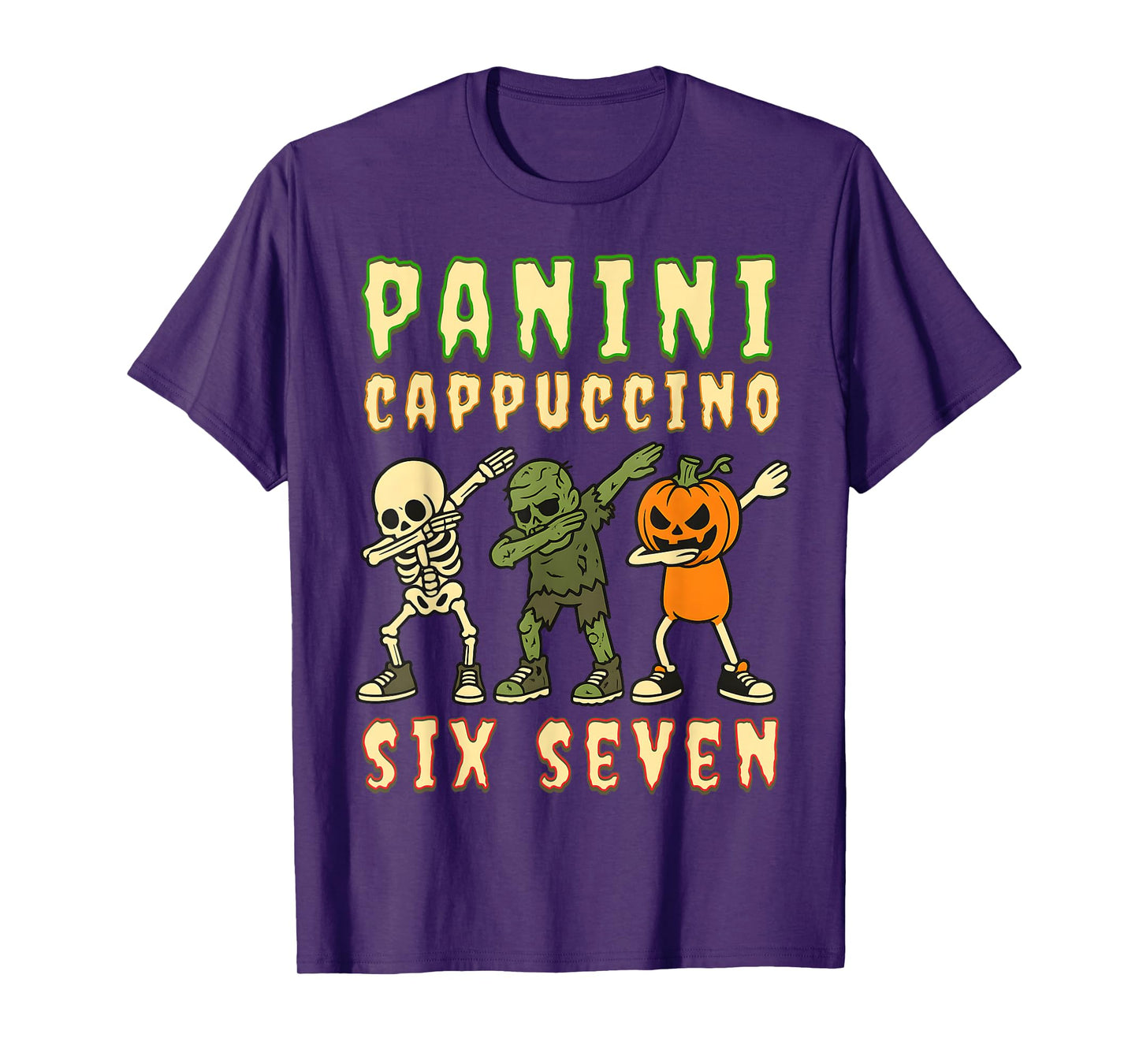 Italian Brainrot Halloween Panini Cappuccino Six Seven Meme T-Shirt