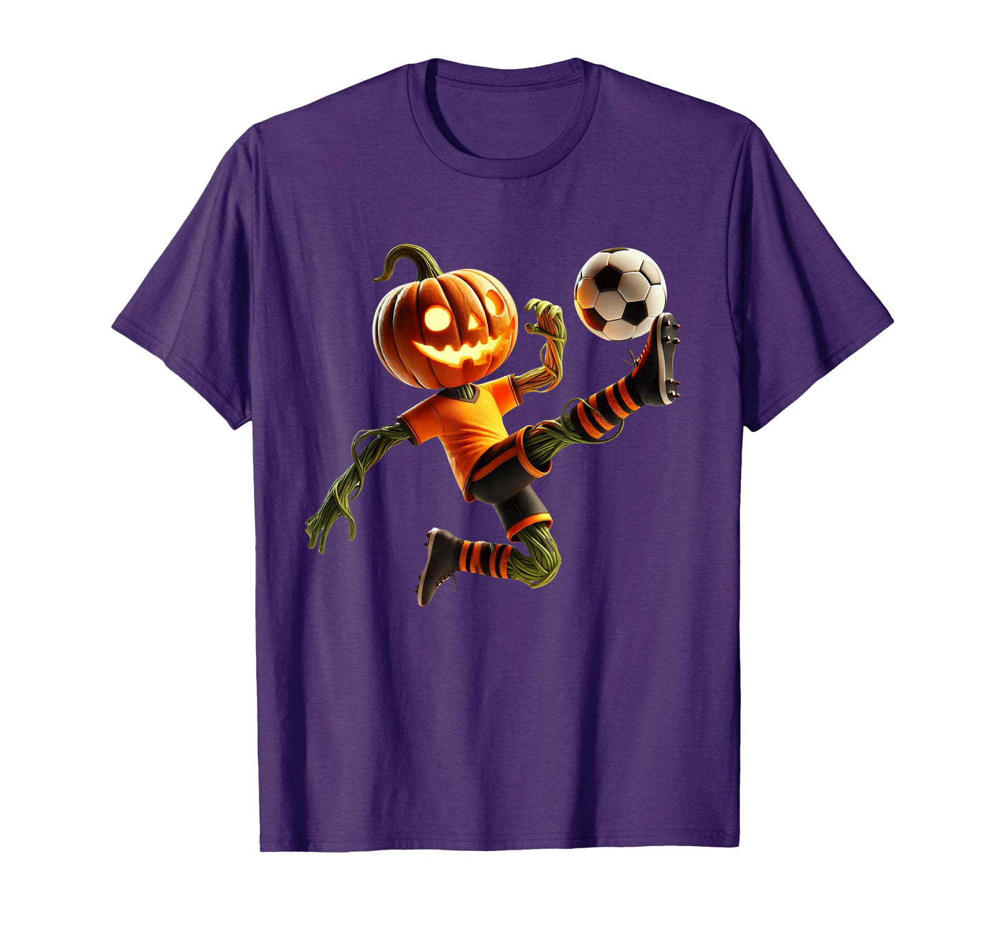 Pumpkin Face Soccer Halloween Costume Men Boys Kids Cute T-Shirt