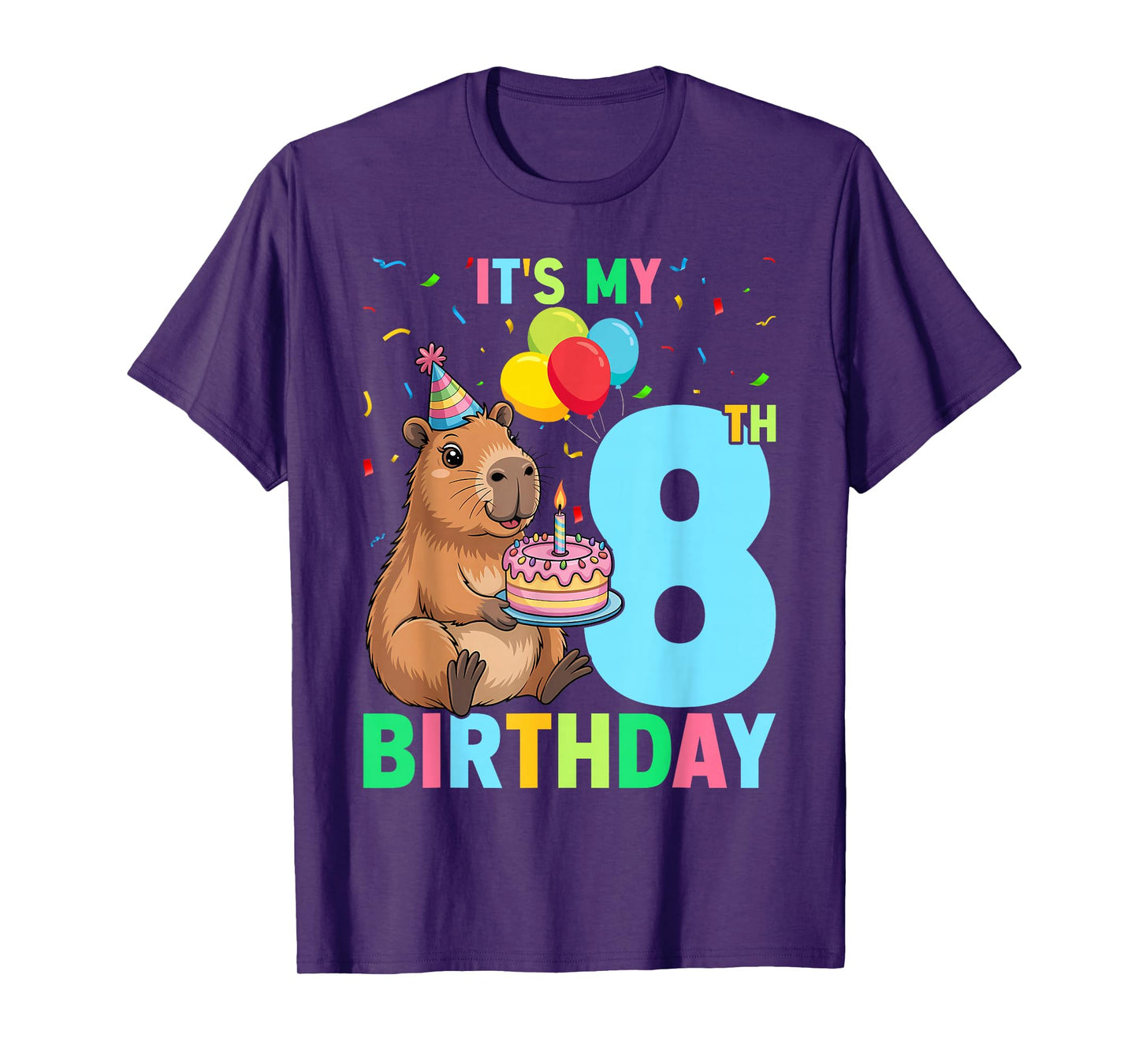 It's My 8th Birthday Capybara 8 Years Old Capy Birthday T-Shirt
