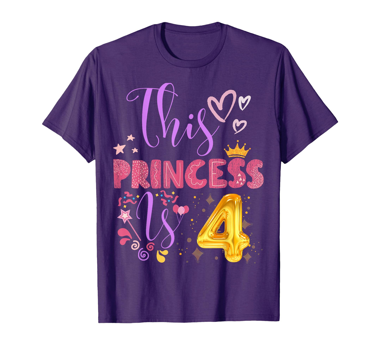 Birthday Girl This Princess Is 4 Year Old Girl B-Day T-Shirt