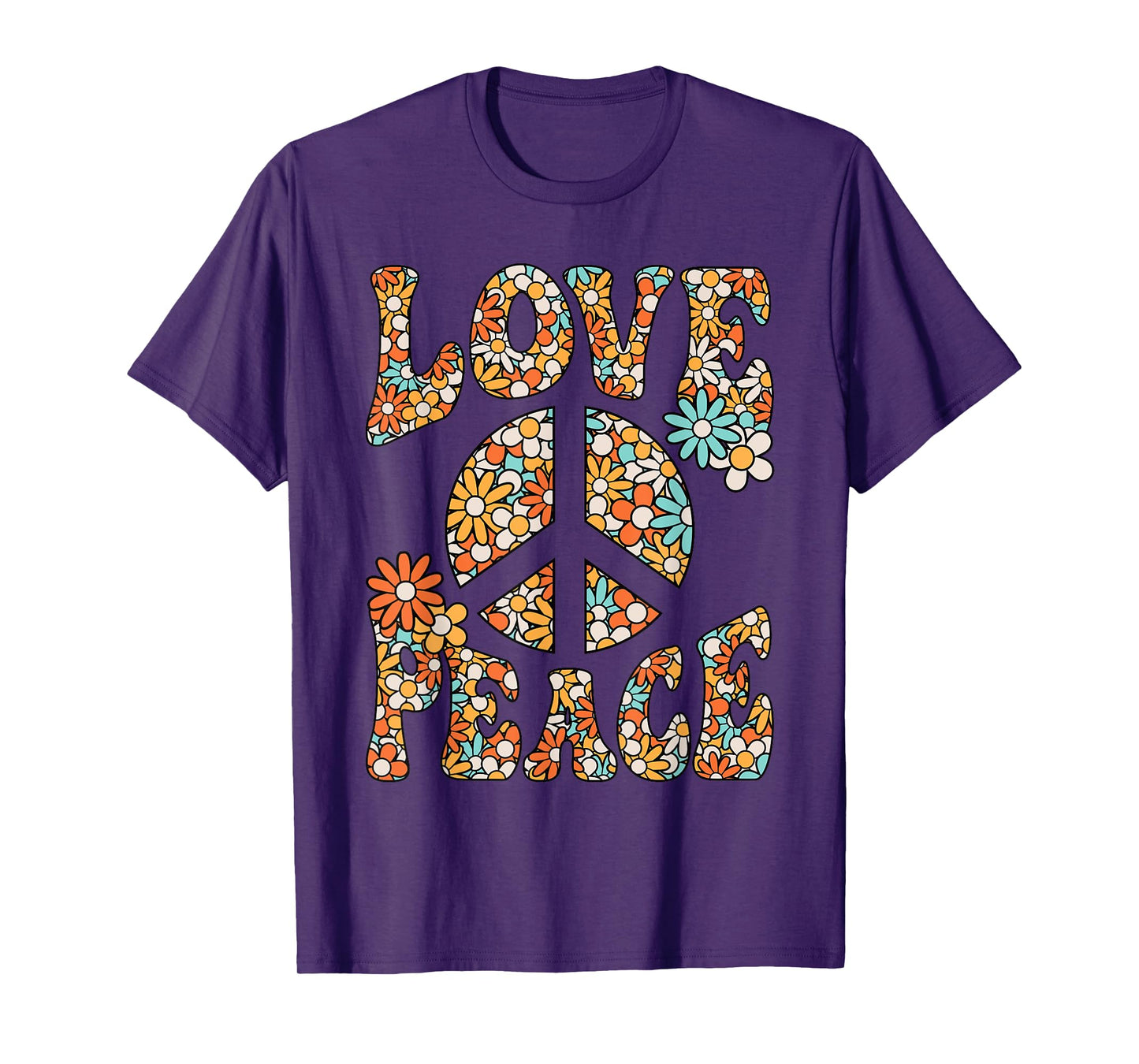Love Peace Sign Hippie Flower Groovy 60s 70s Party Outfit T-Shirt