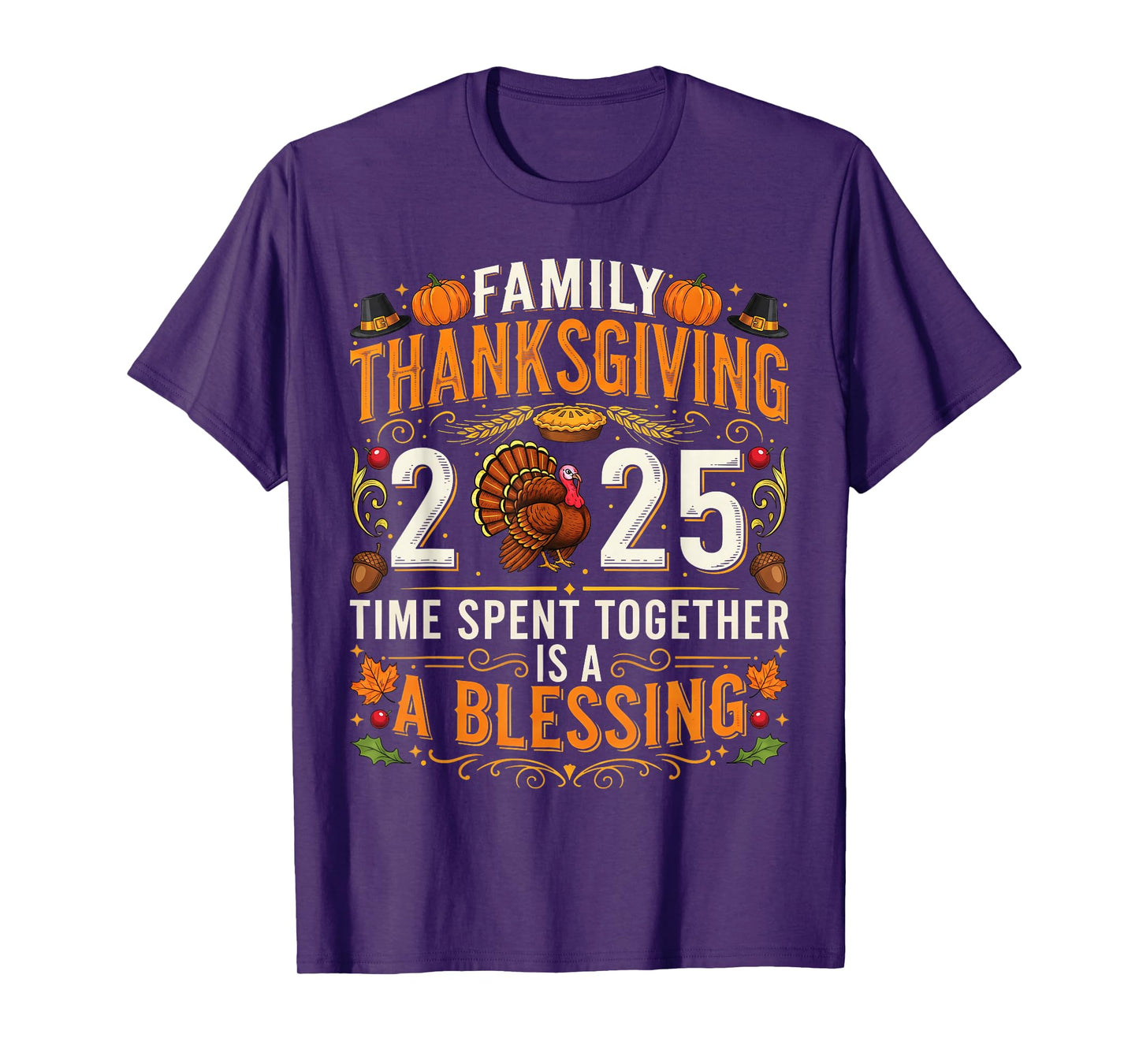 Thanksgiving 2025 Matching Family Tee Turkey Pumpkin Pilgrim T-Shirt