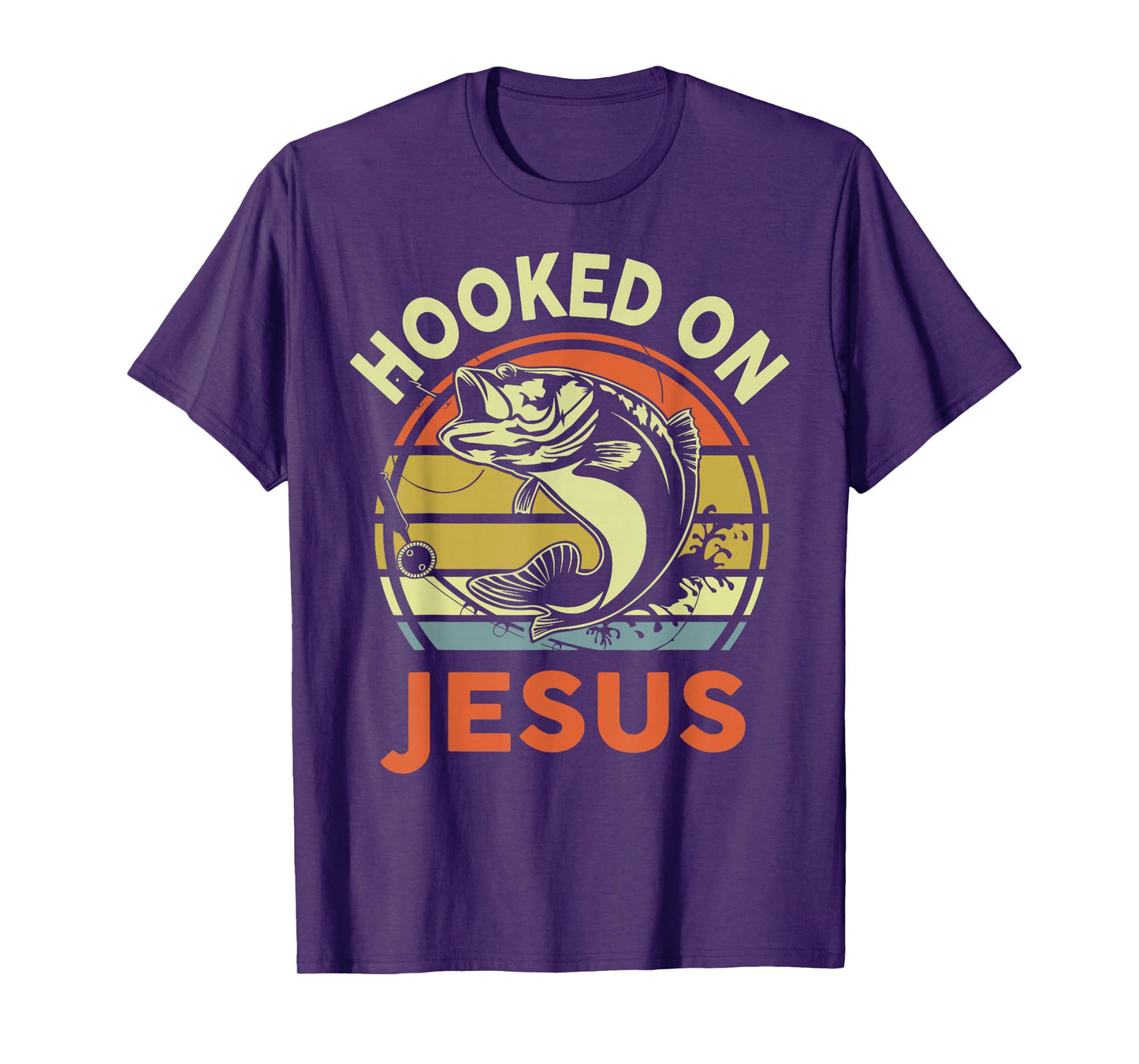 Hooked on Jesus Funny Christian Fishing Gift Dad Daughter T-Shirt