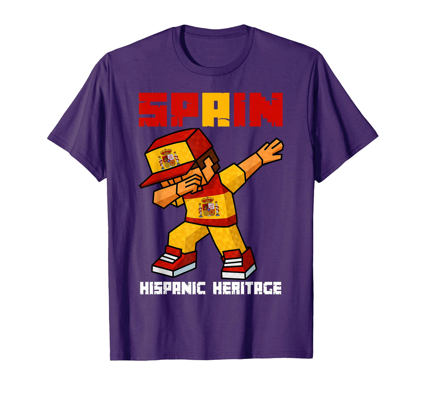 Spain Root Dab Boy Game Pixel Hispanic Heritage Spaniard Kid T-Shirt
