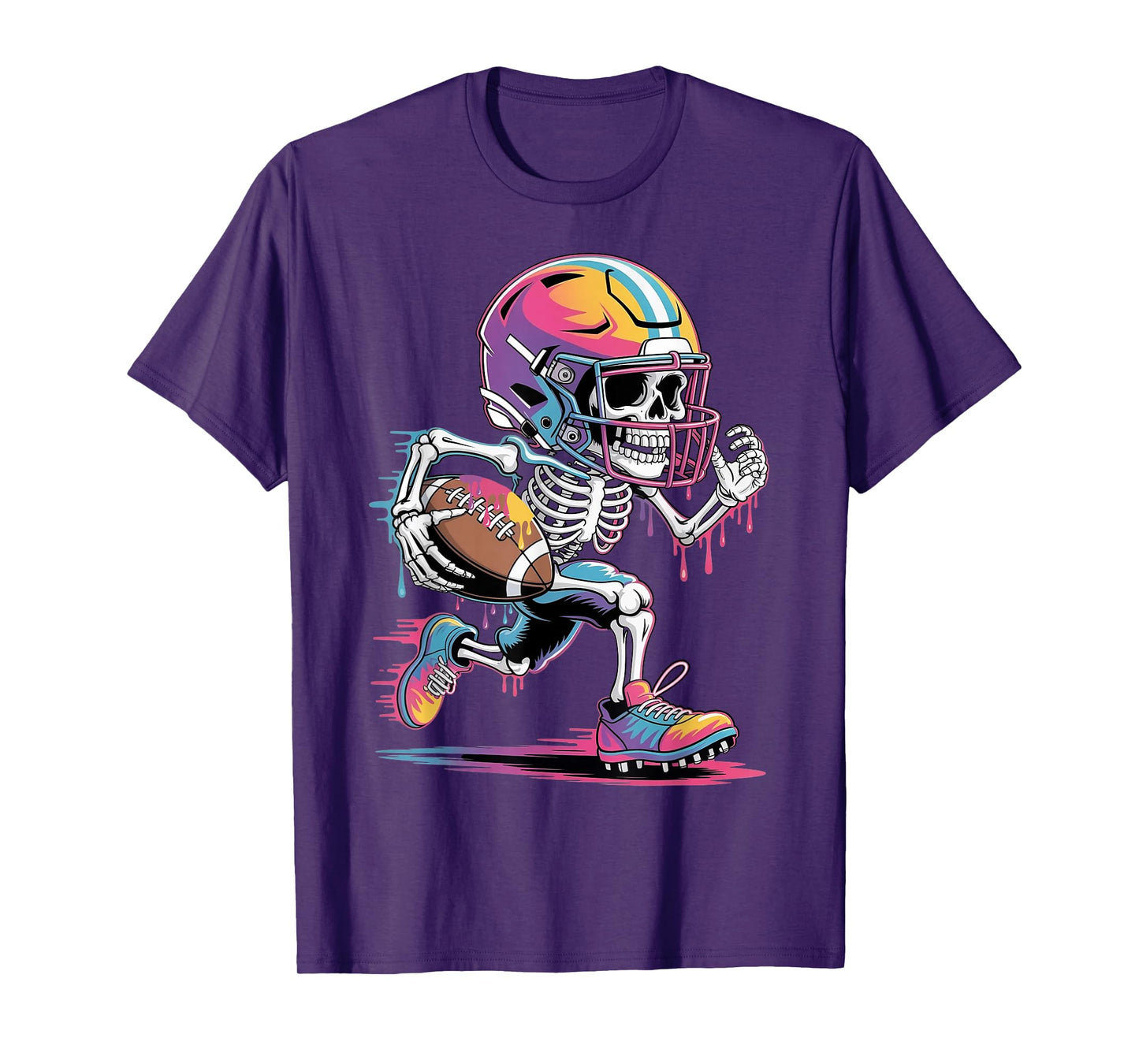 Halloween Skeleton Football Drip Dripping Boys Youth Kids T-Shirt