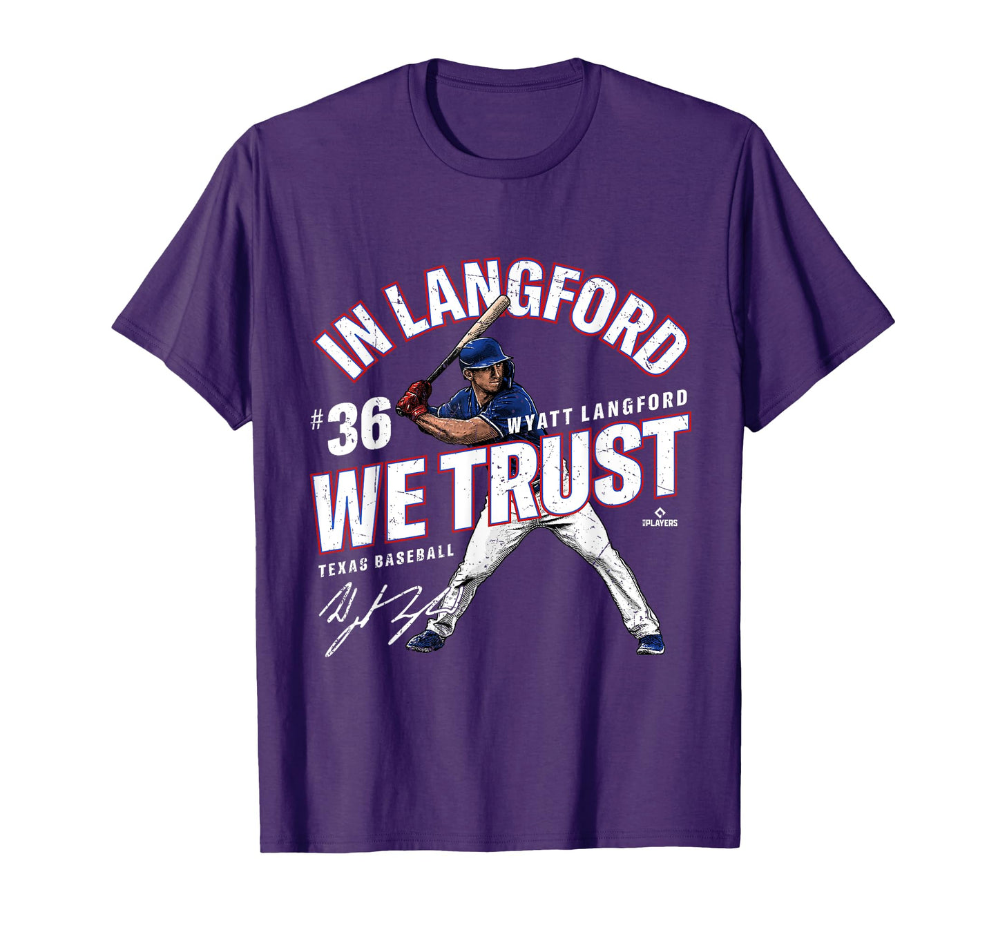 In Langford We Trust Wyatt Langford Texas Baseball MLBPA T-Shirt