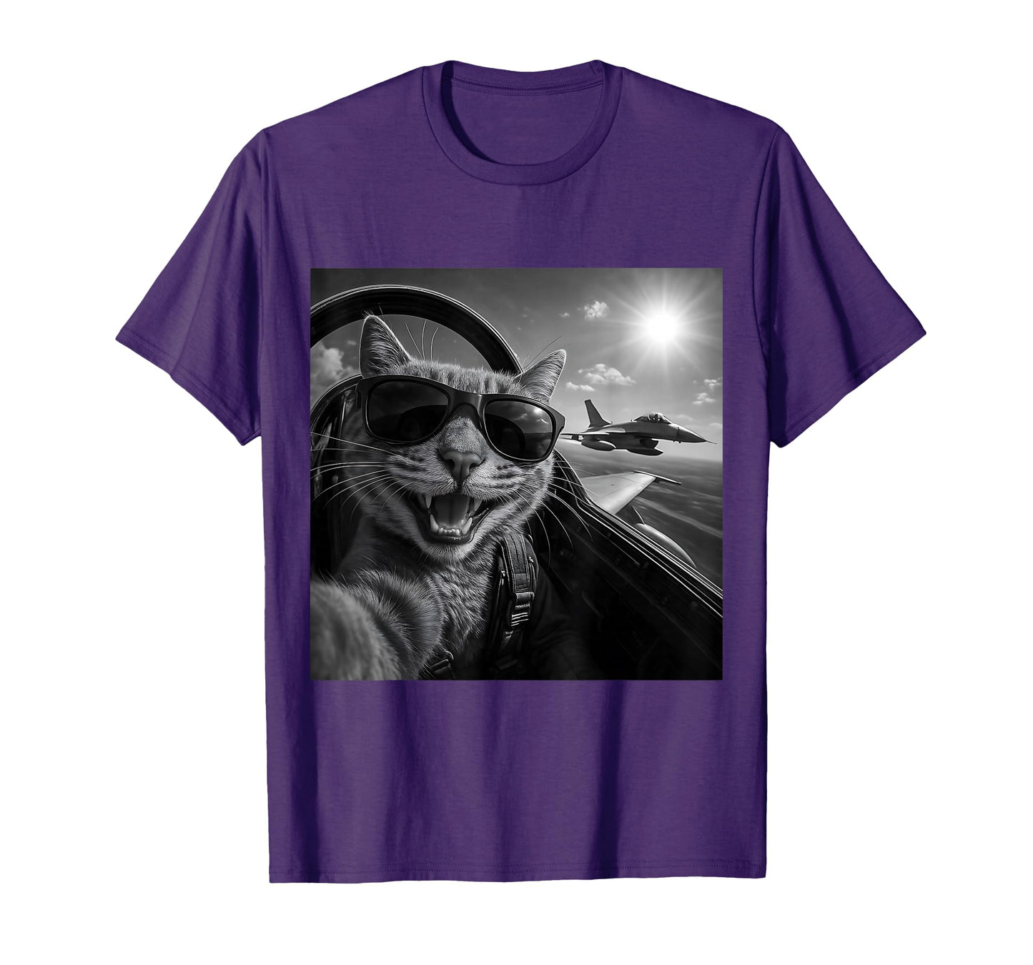 Cat Selfie Jet Plane Funny Cat Gifts for Men Women Children T-Shirt