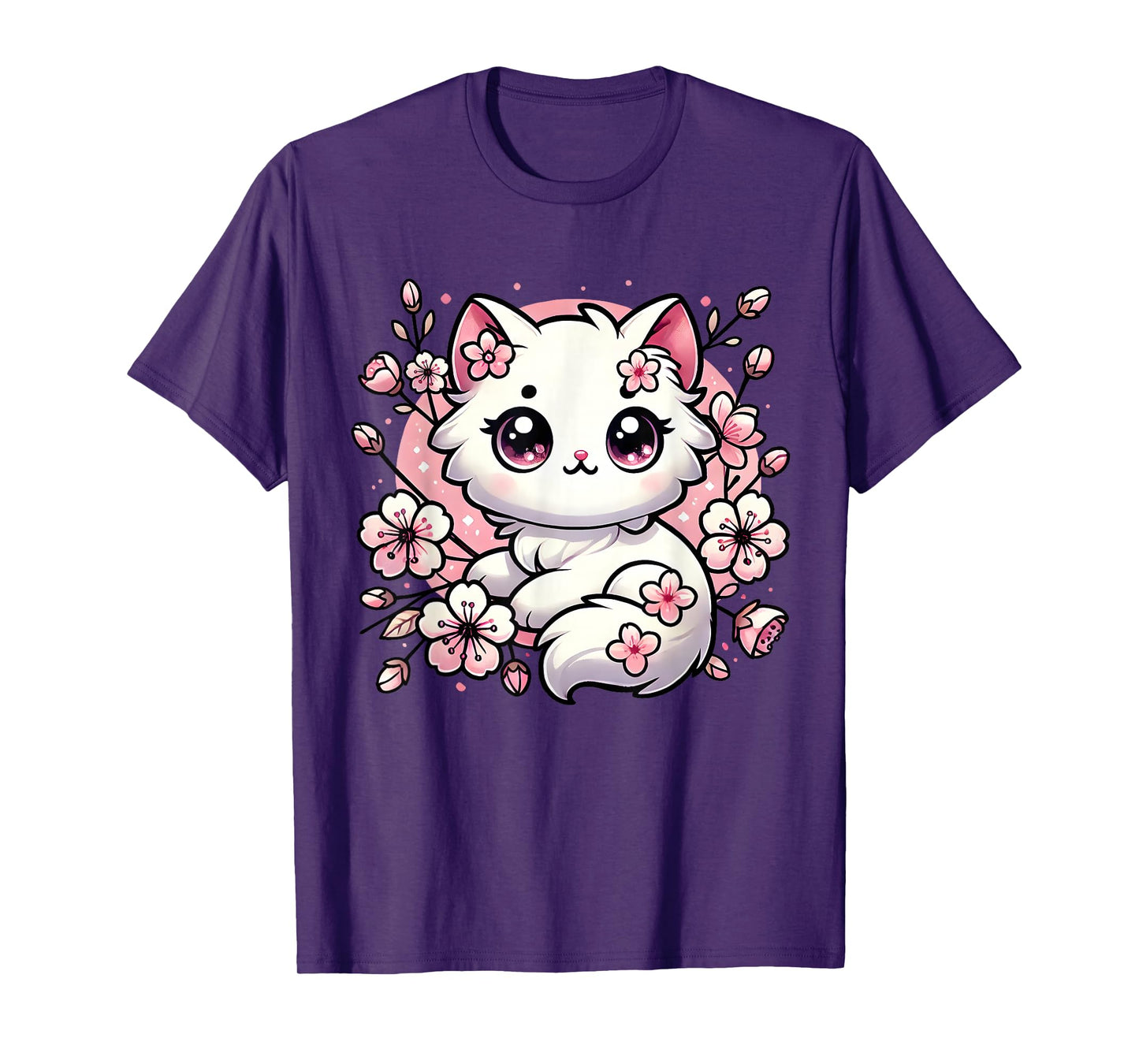 Cute Kawaii Cat Cherry Blossoms Kitten Lover Gift Women Girl T-Shirt