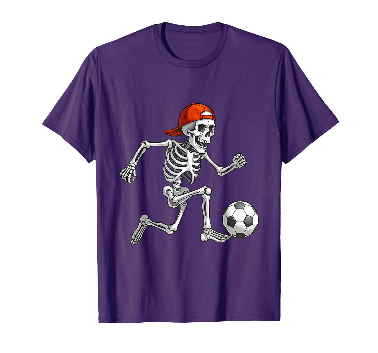 Funny Skeleton Soccer Men Boys Kids Halloween Costume T-Shirt