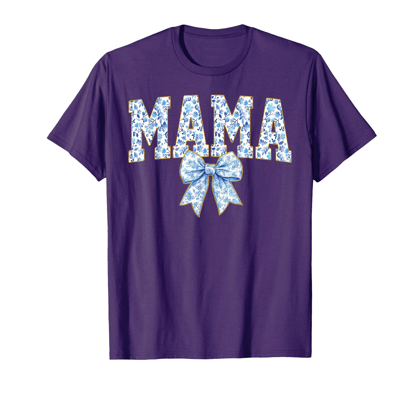 Mama Coquette Bow Groovy Blue Floral Mother's Day Mom Life T-Shirt