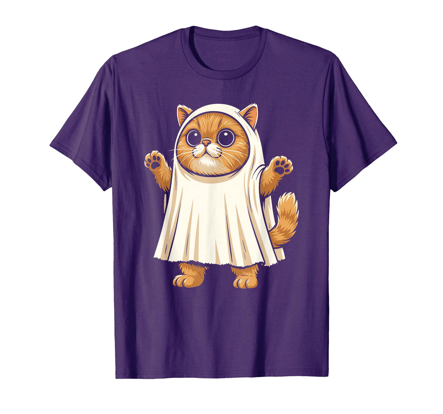 Sheet Ghost Cat Men Women Kids Teens Funny Halloween T-Shirt