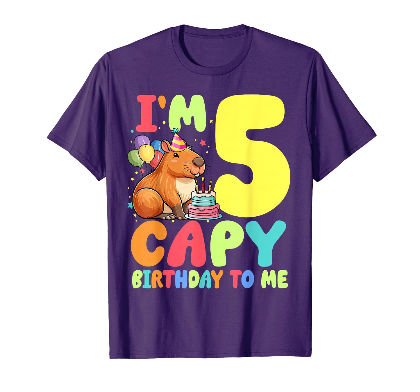 I'm 5 Year Old Capy Birthday To Me 5th Birthday Capybara T-Shirt