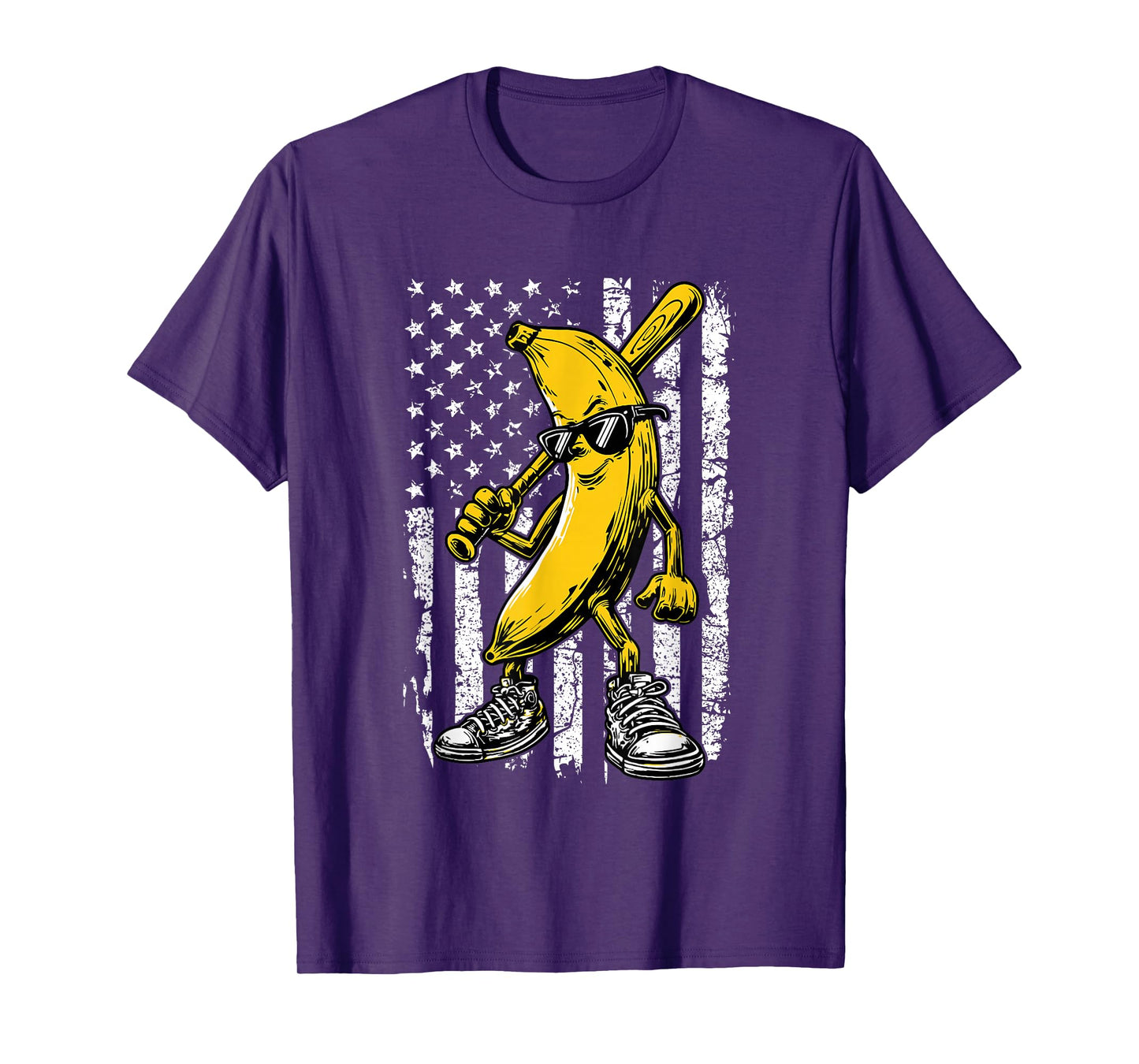 Banana Graphic Retro American Flag Banana Lover Boys Kids T-Shirt