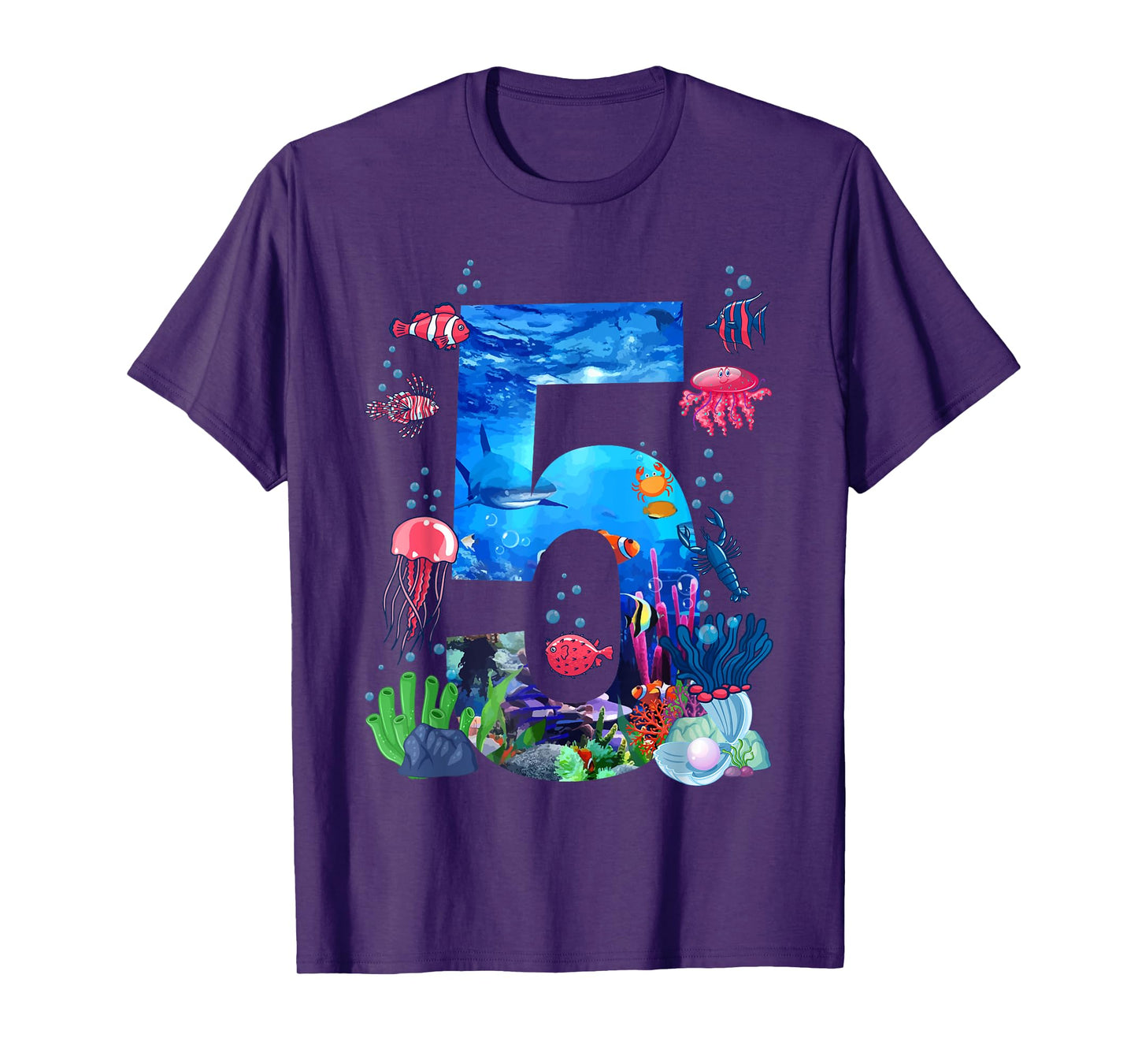 5th Birthday Party Ocean 5 Year Old Sea Fish Aquarium Boy T-Shirt