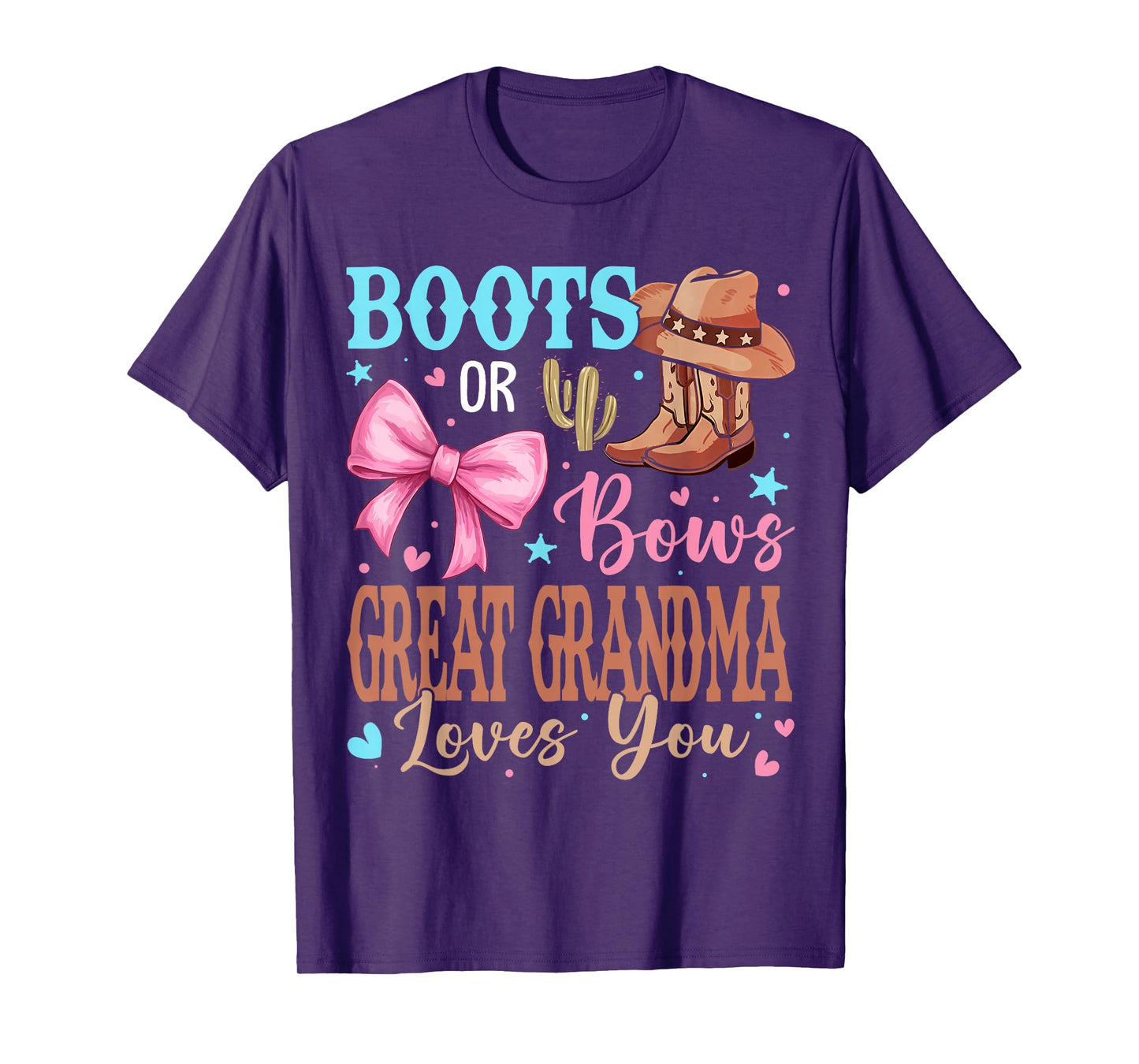 Boots or Bows Gender Reveal Party Announcement Great Grandma T-Shirt