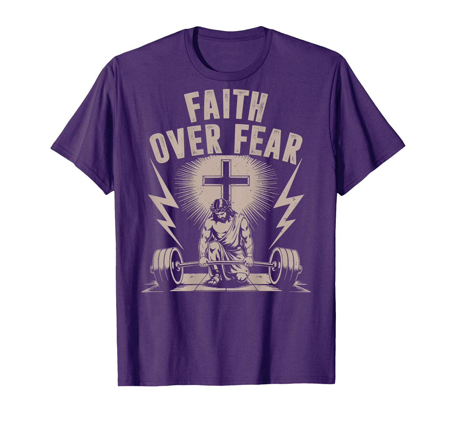 Faith Over Fear Funny Christian Workout Gym Jesus Men Women T-Shirt