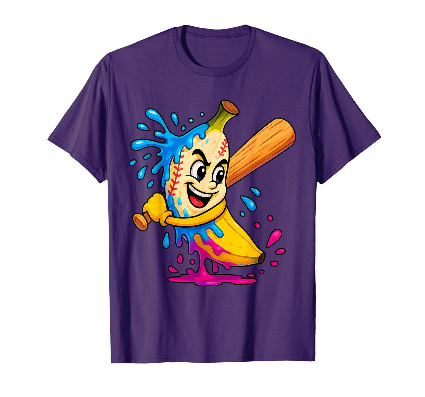 Funny Banana Baseball Ice Cream Drip Fruit Sport Player T-Shirt