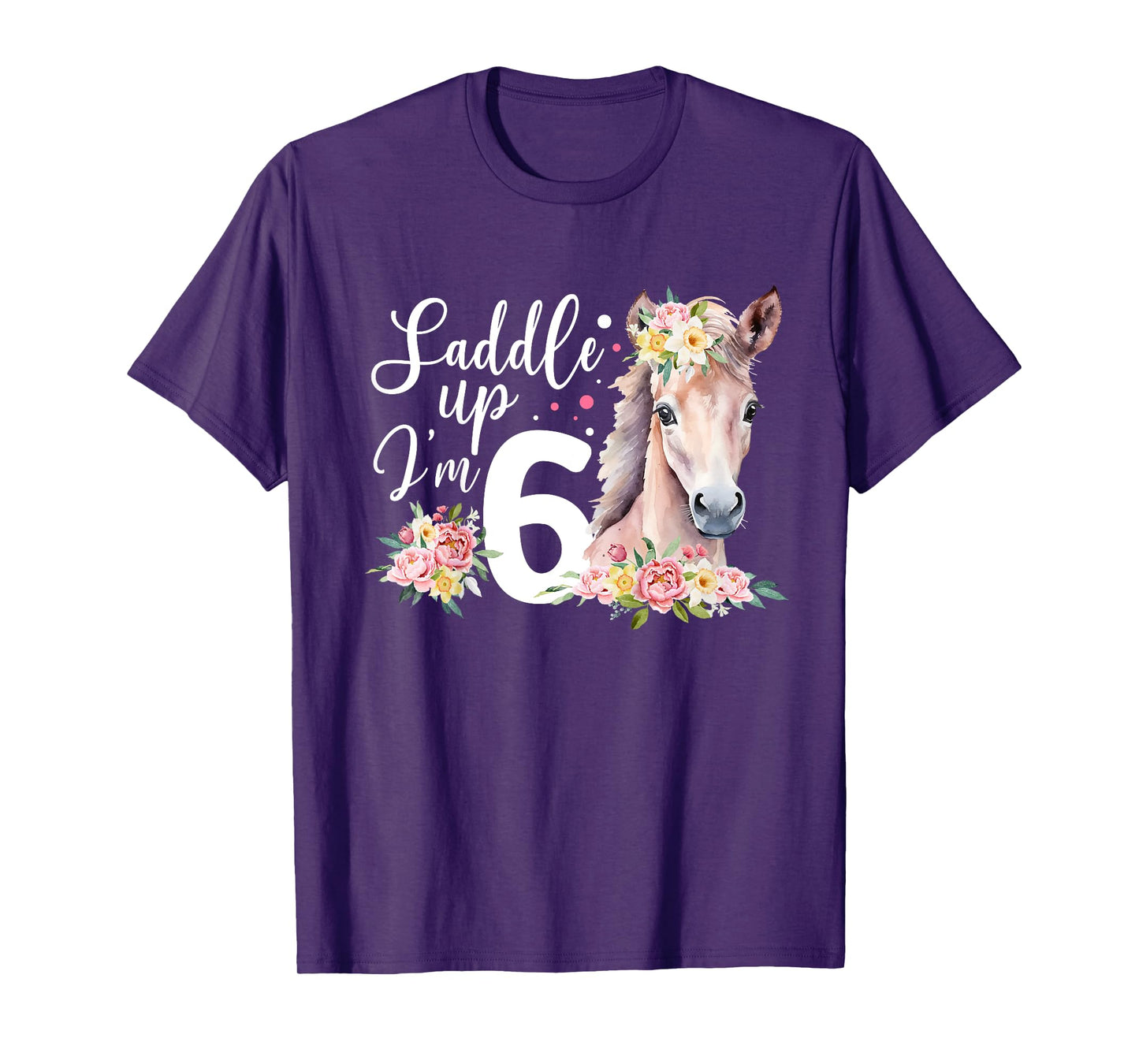 6th Horse Birthday Six Year Old Girl Horses Birthday T-Shirt